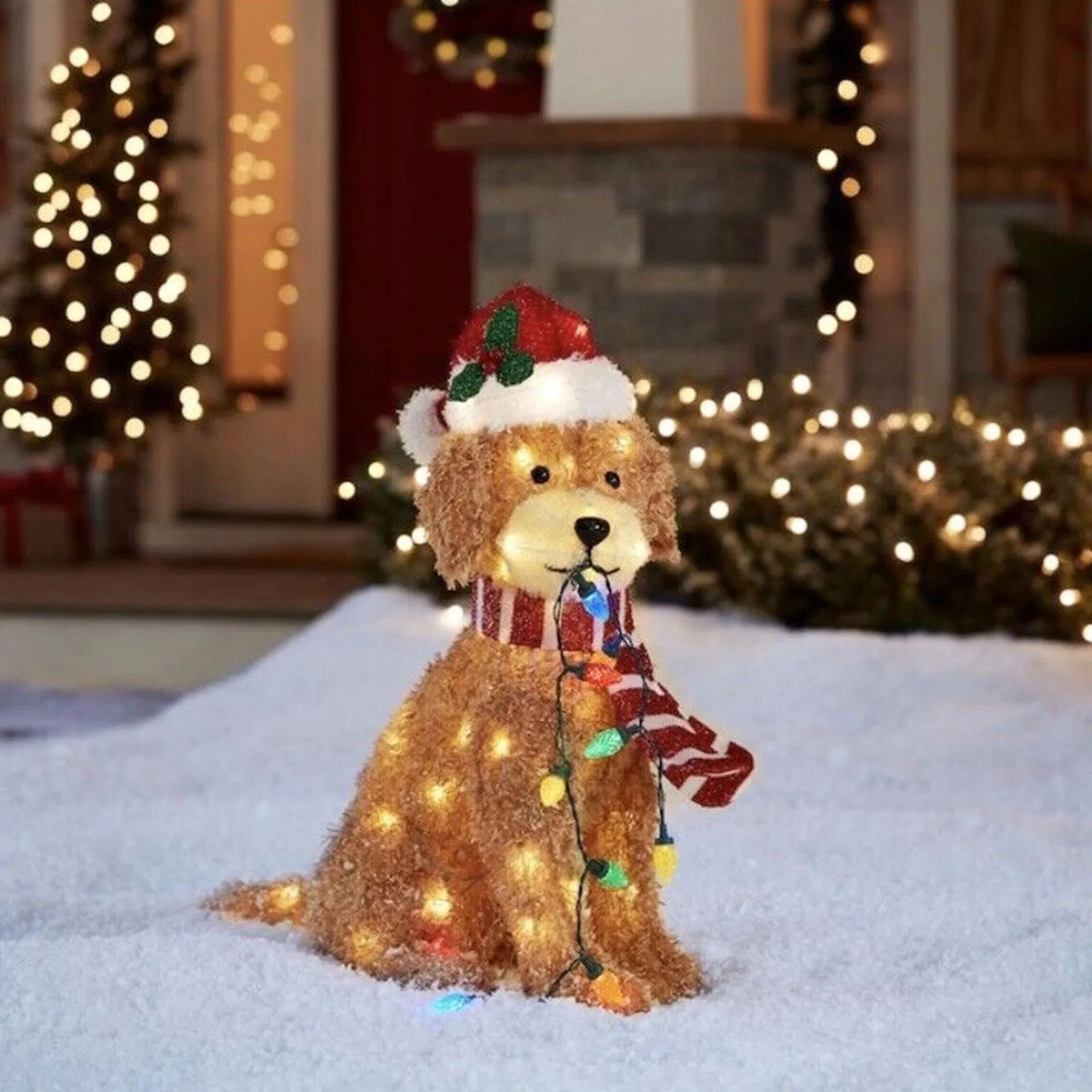 LED Light Up Goldendoodle Christmas Decoration With Acrylic Dog Figurine 0