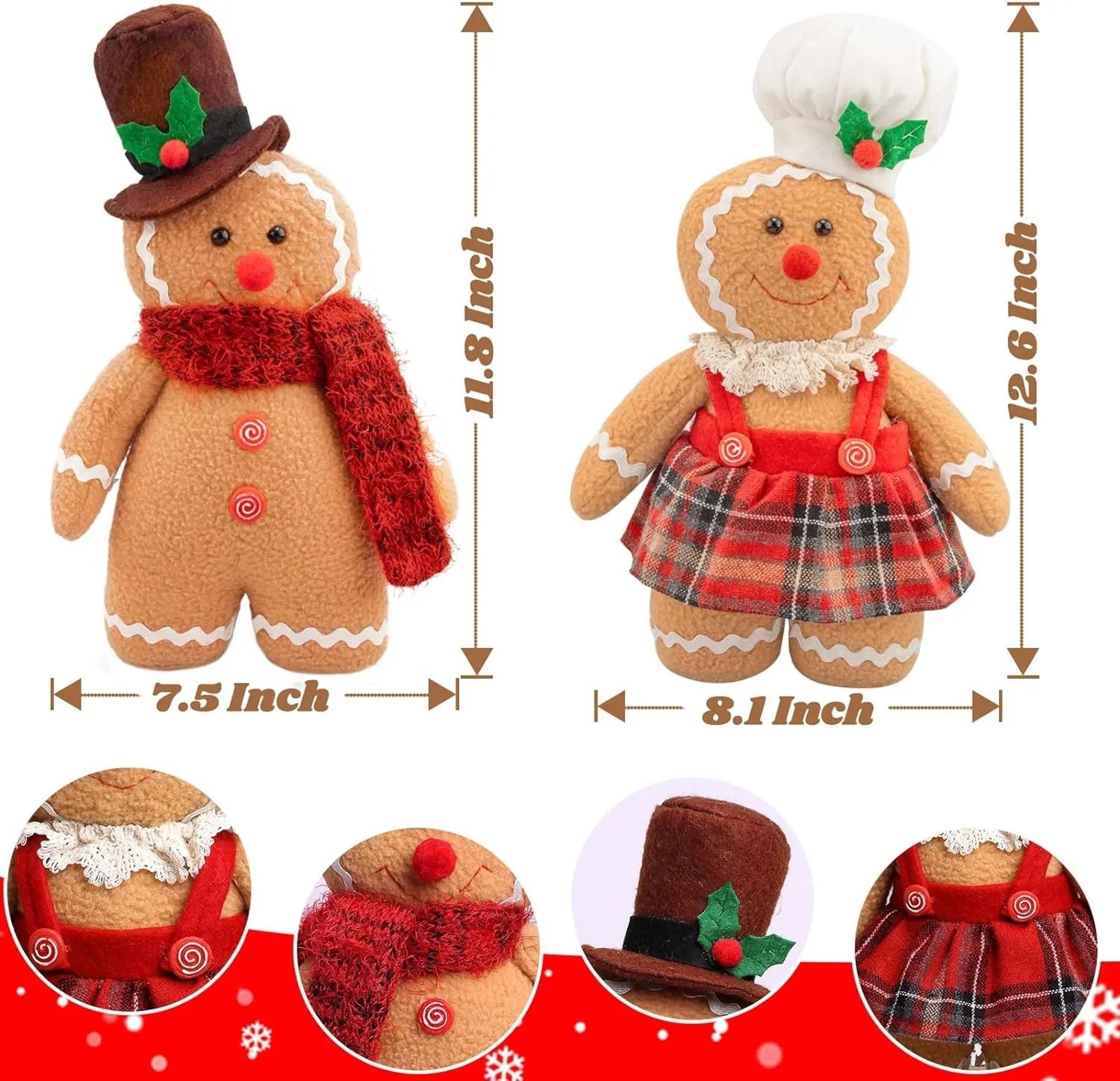 Gingerbread Christmas Plush Doll Stuffed Holiday Decoration 3