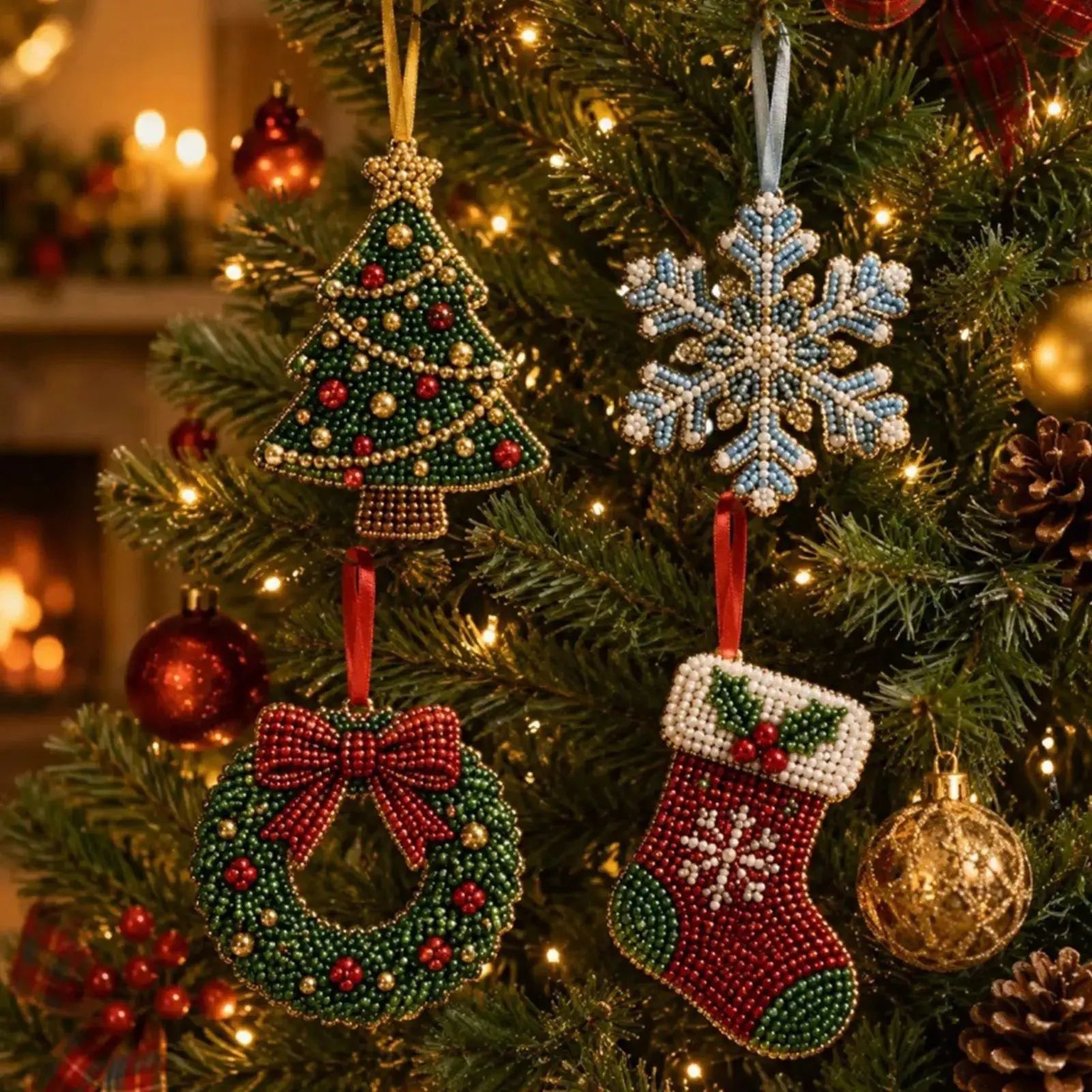 Christmas Tree And Snowflake Bead Craft Kit For Beginners 4