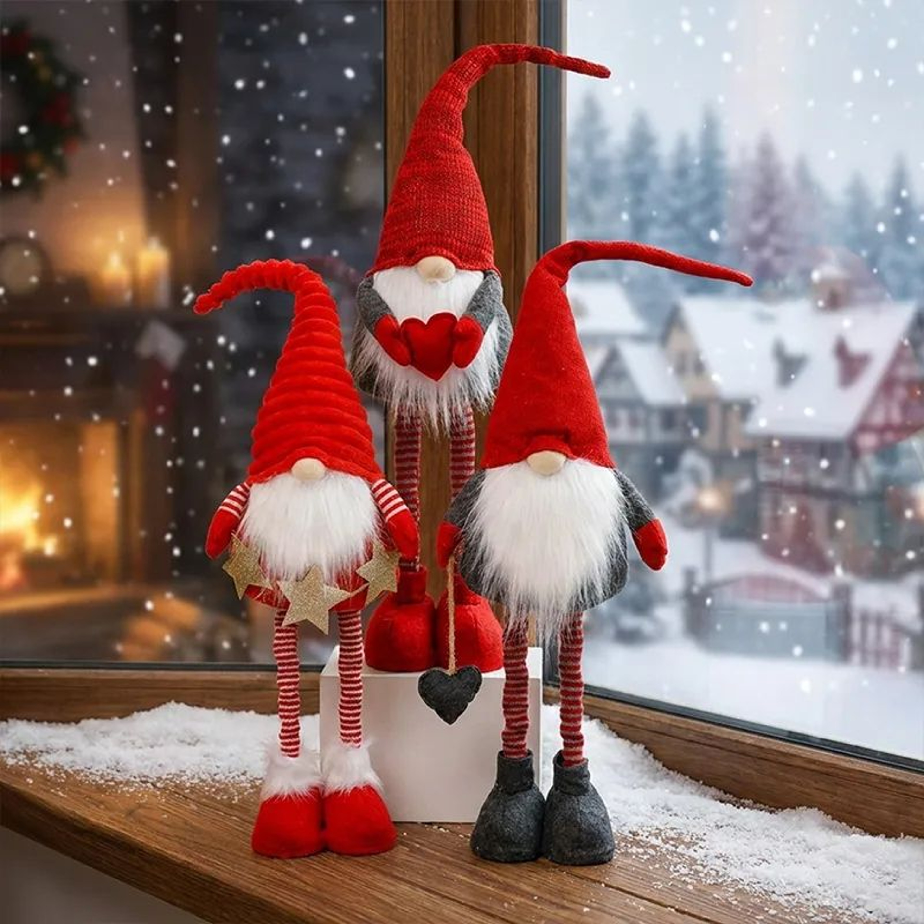 Christmas Gnome And Santa Figurines For Tabletop And Window Holiday Decor 0