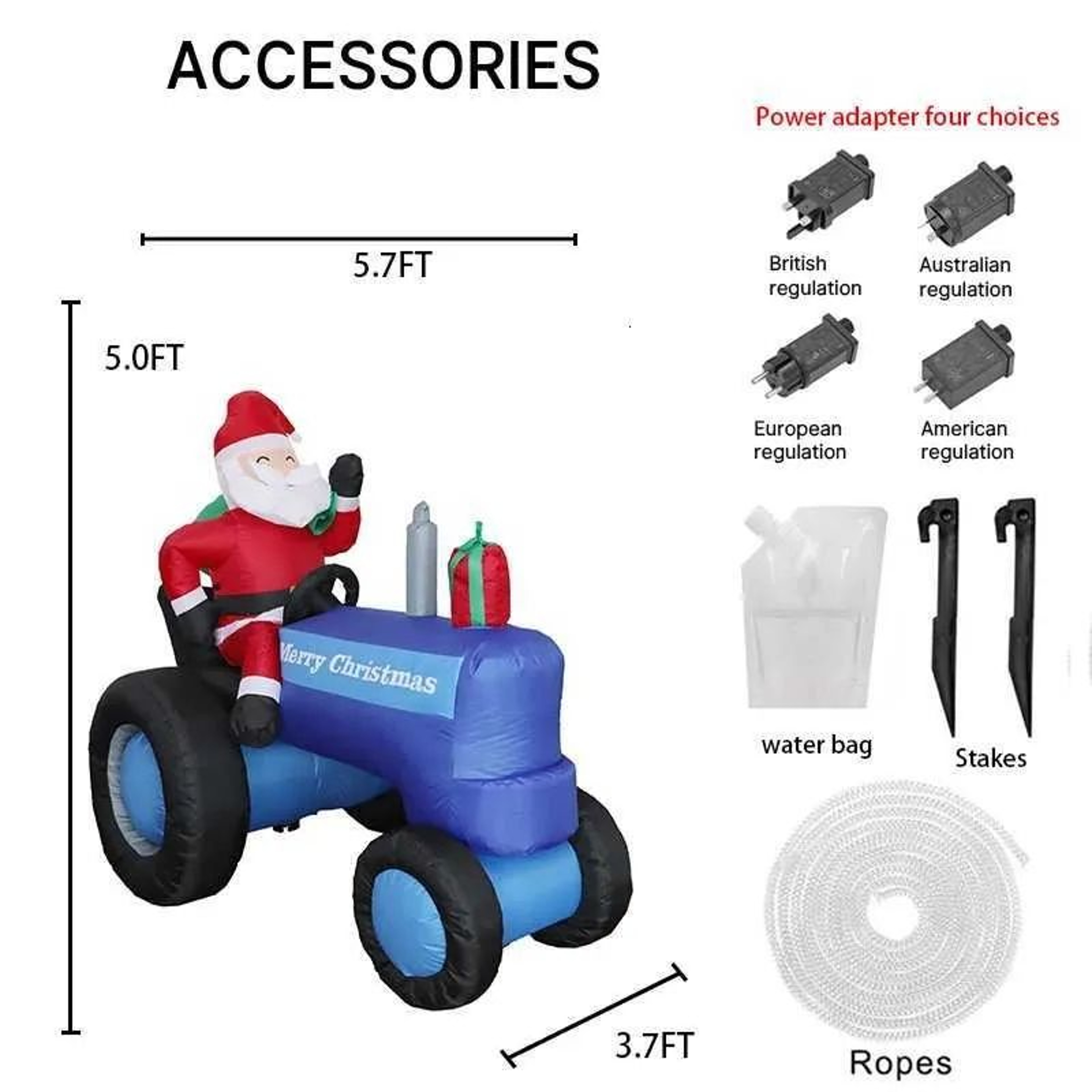 Inflatable Santa Driving Tractor With LED Lights For Christmas Yard Decor 5
