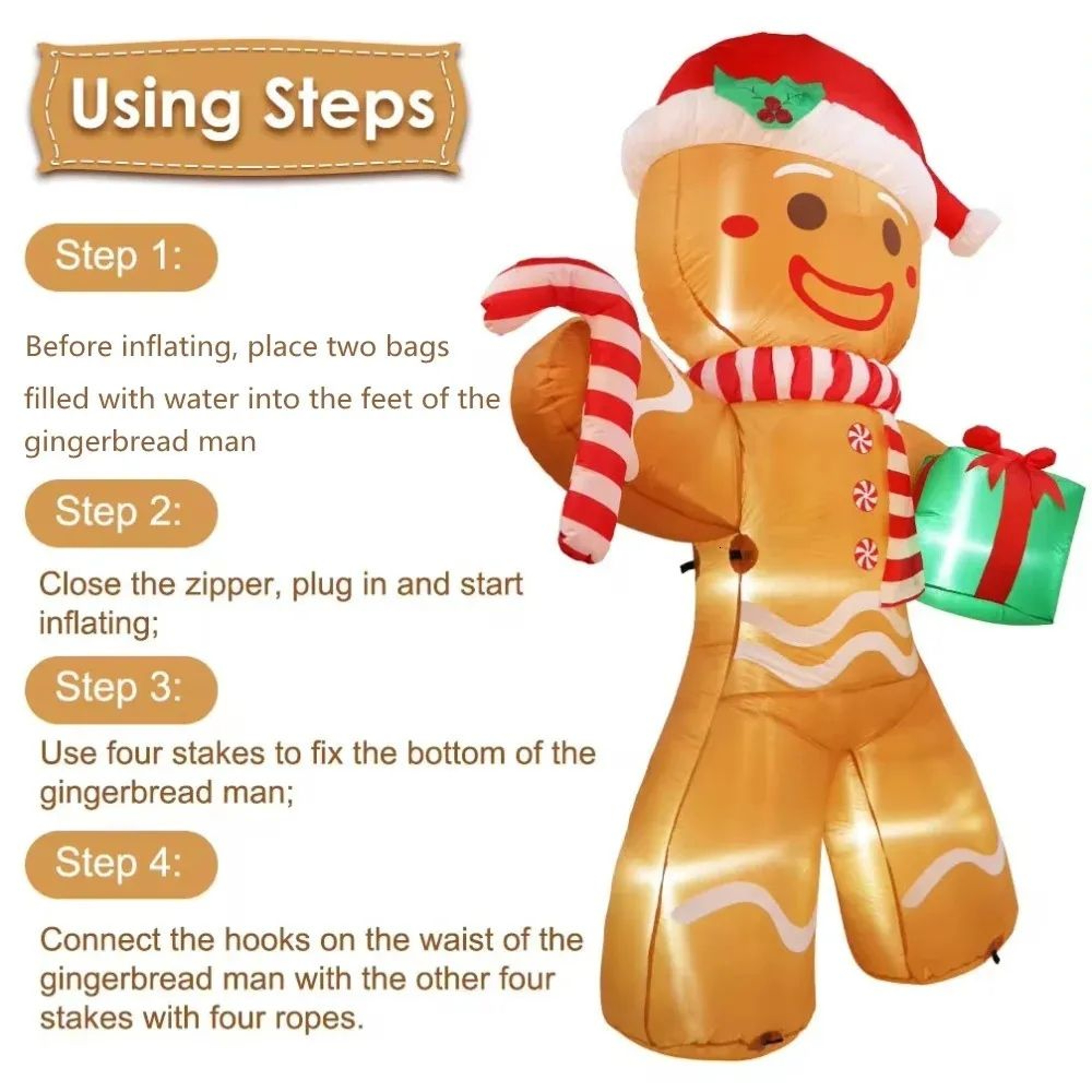 Inflatable Gingerbread Man Christmas Decoration With Perfume Gift Set 3