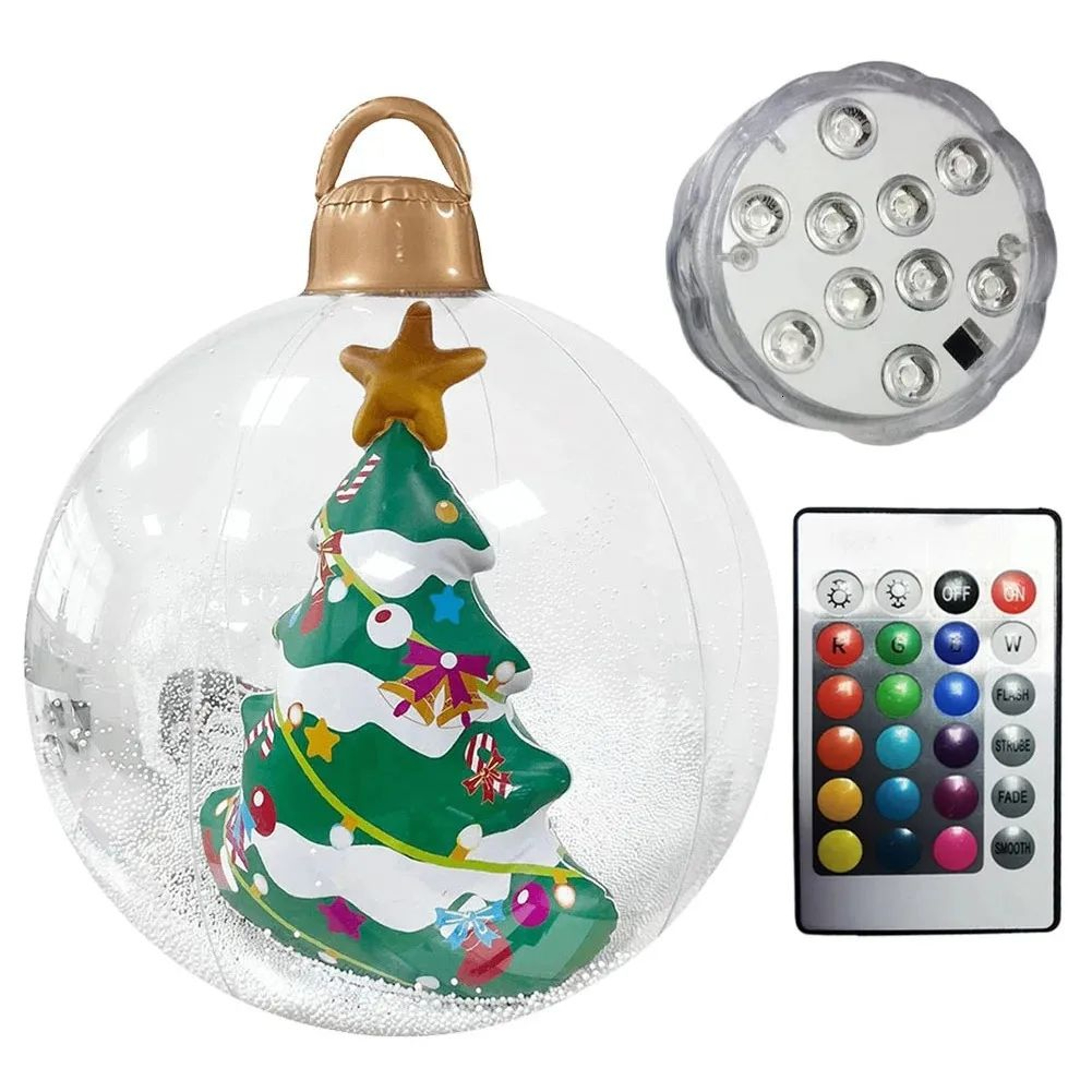Inflatable Christmas Ball Ornament With LED Light For Outdoor Holiday Decor 3