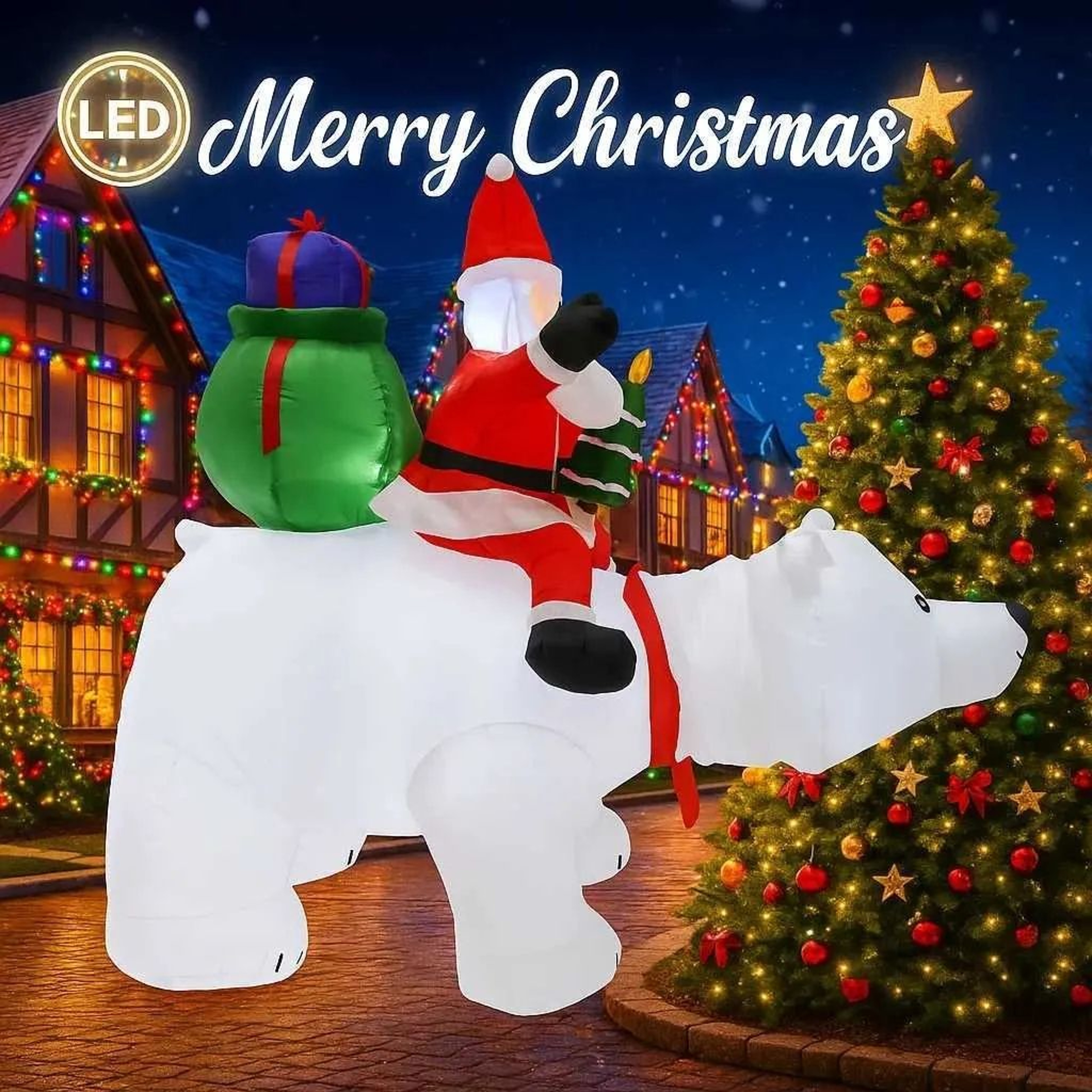 Inflatable Christmas Santa Bear Decoration With BuiltIn LED Lights 5
