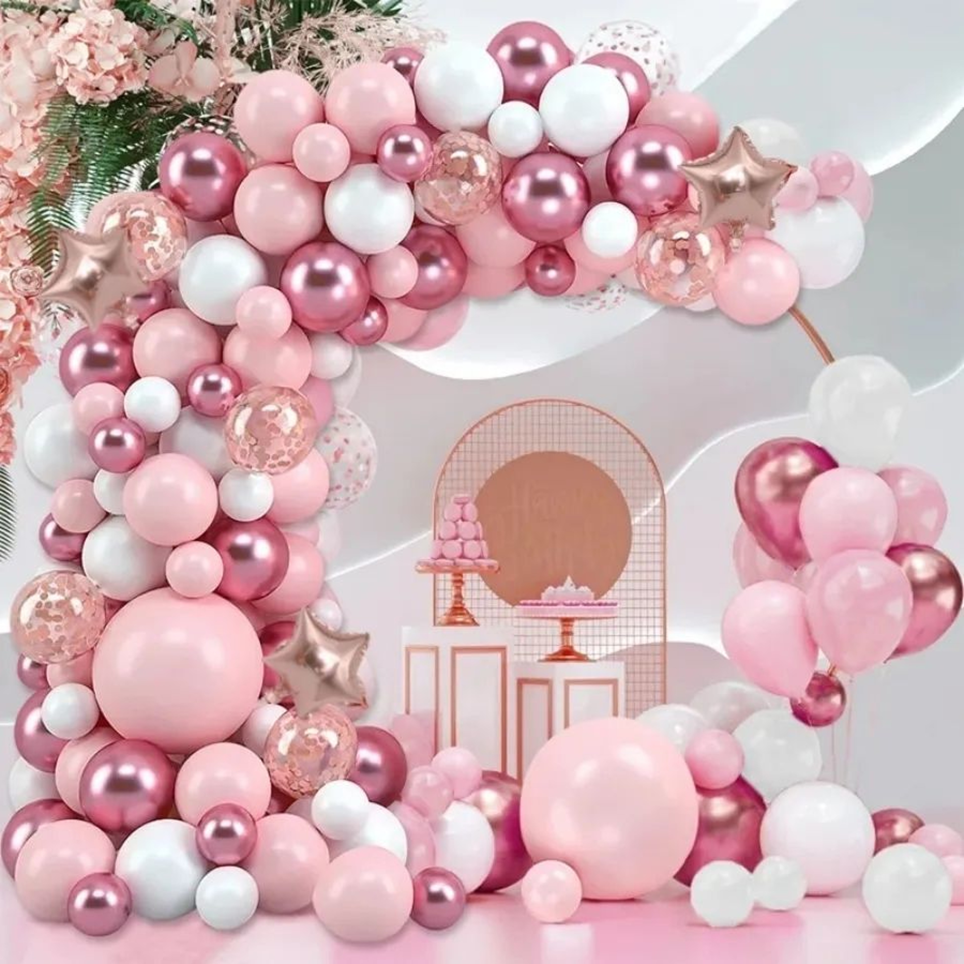 Pink Rose Gold Balloon Garland Arch Kit For Birthday Parties And Baby Showers 0