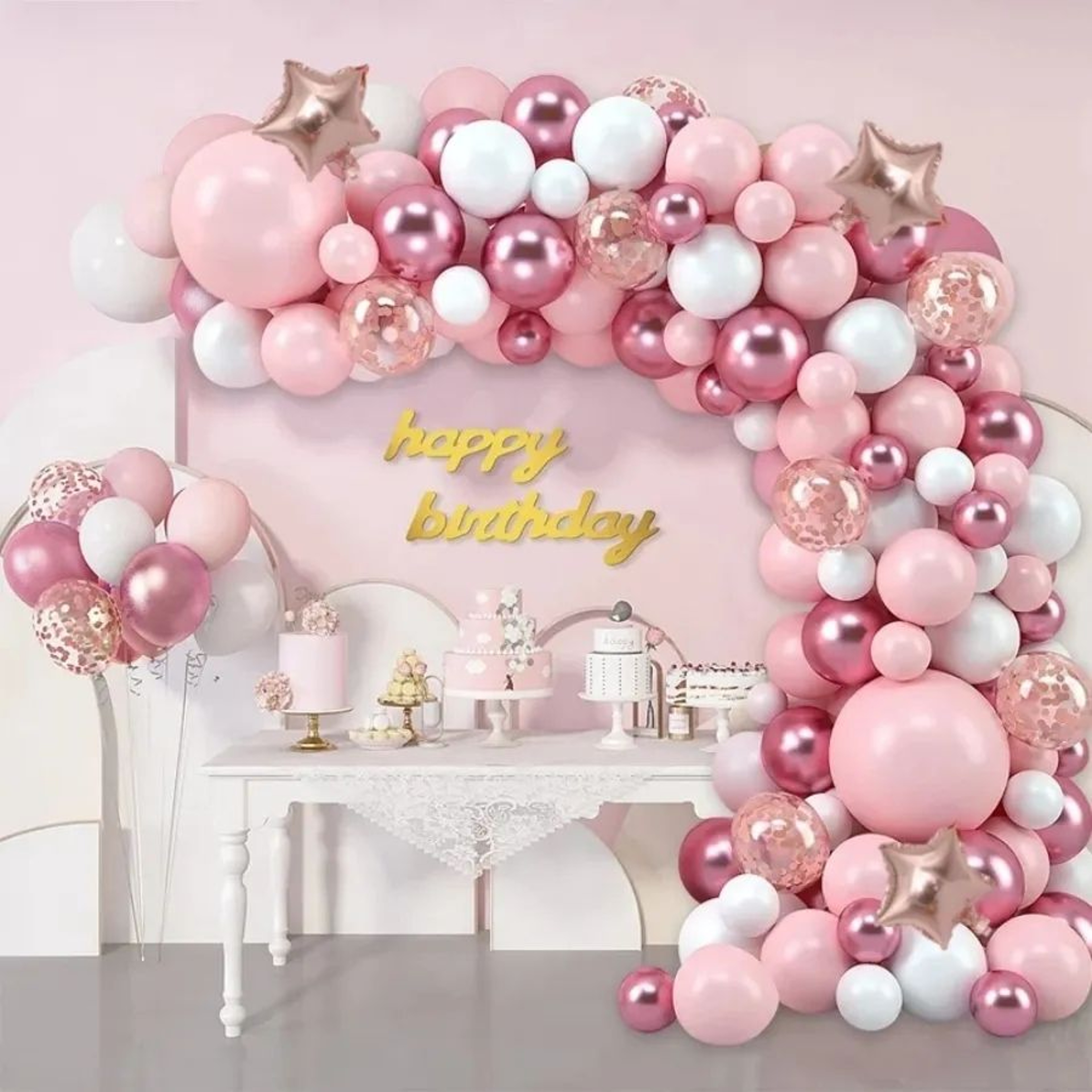 Pink Rose Gold Balloon Garland Arch Kit For Birthday Parties And Baby Showers 4
