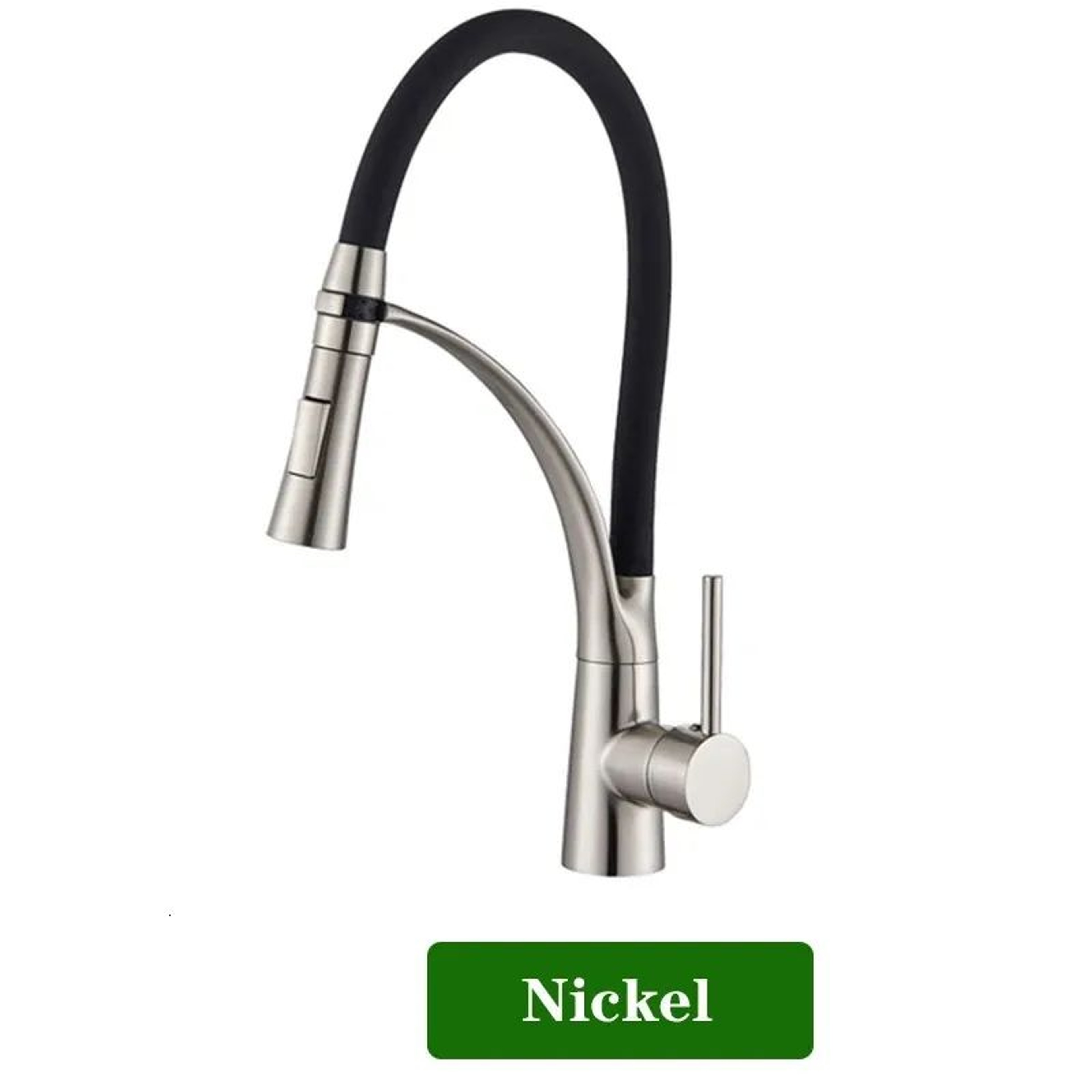 Swivel PullDown Kitchen Faucet With Black Hose And Hot And Cold Water Mixer 1