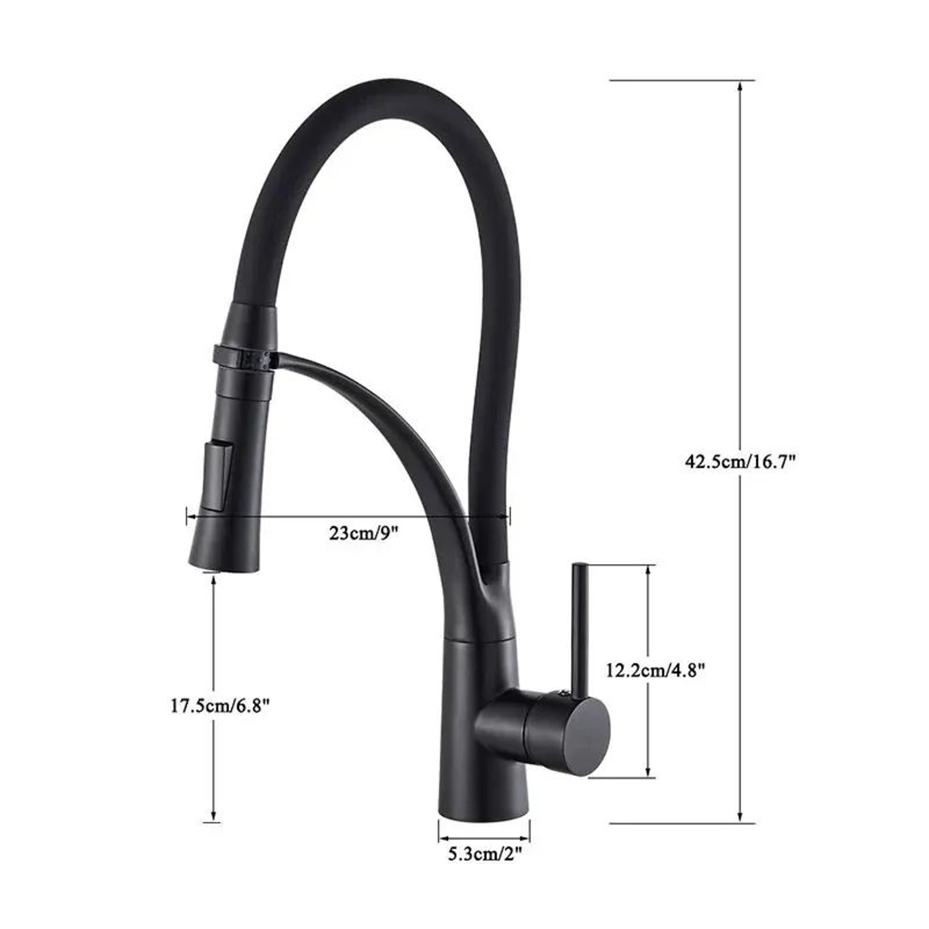 Swivel PullDown Kitchen Faucet With Black Hose And Hot And Cold Water Mixer 4