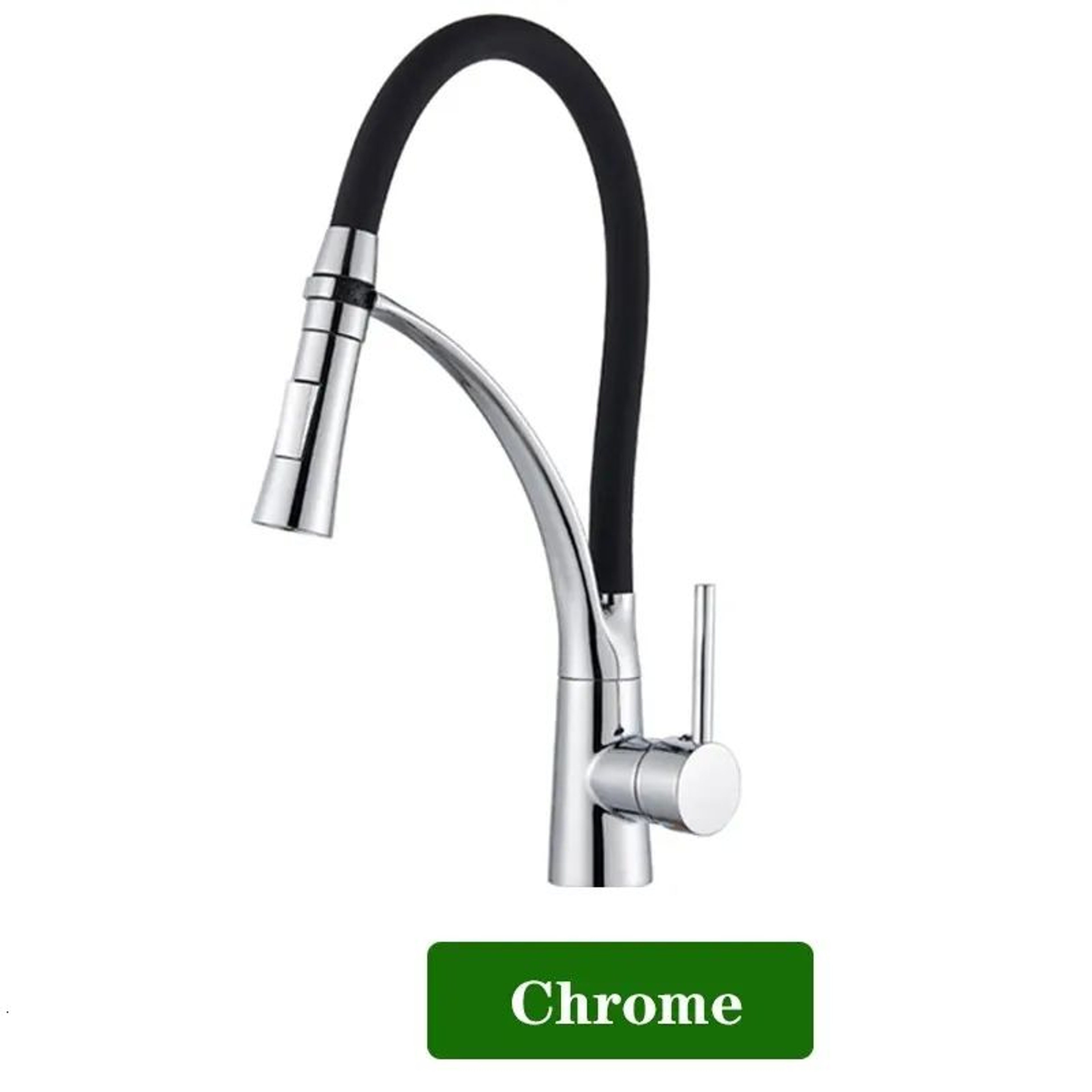Swivel PullDown Kitchen Faucet With Black Hose And Hot And Cold Water Mixer 3