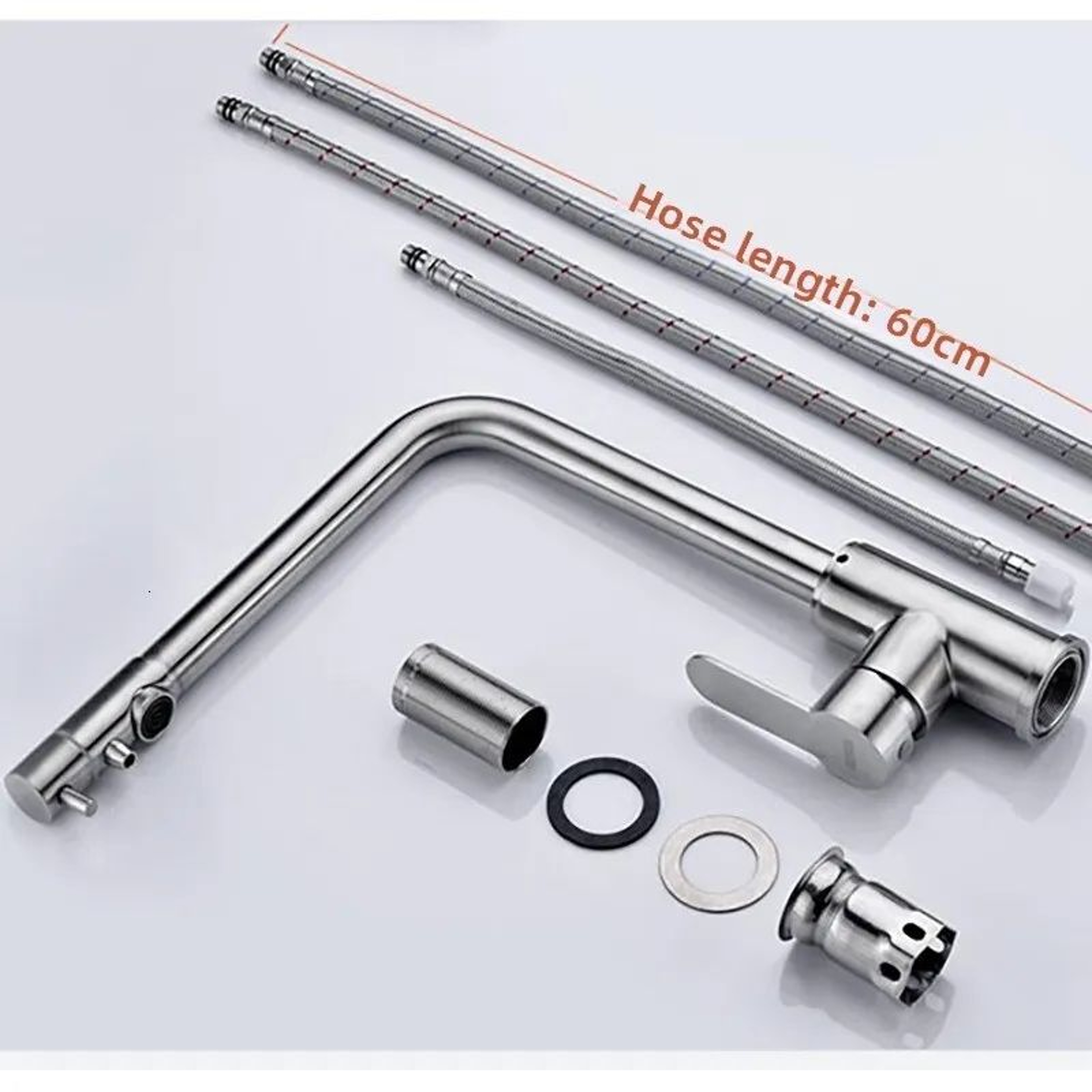 Stainless Steel Kitchen Sink Faucet With Hot And Cold Water Controls And Pressure Boost 2