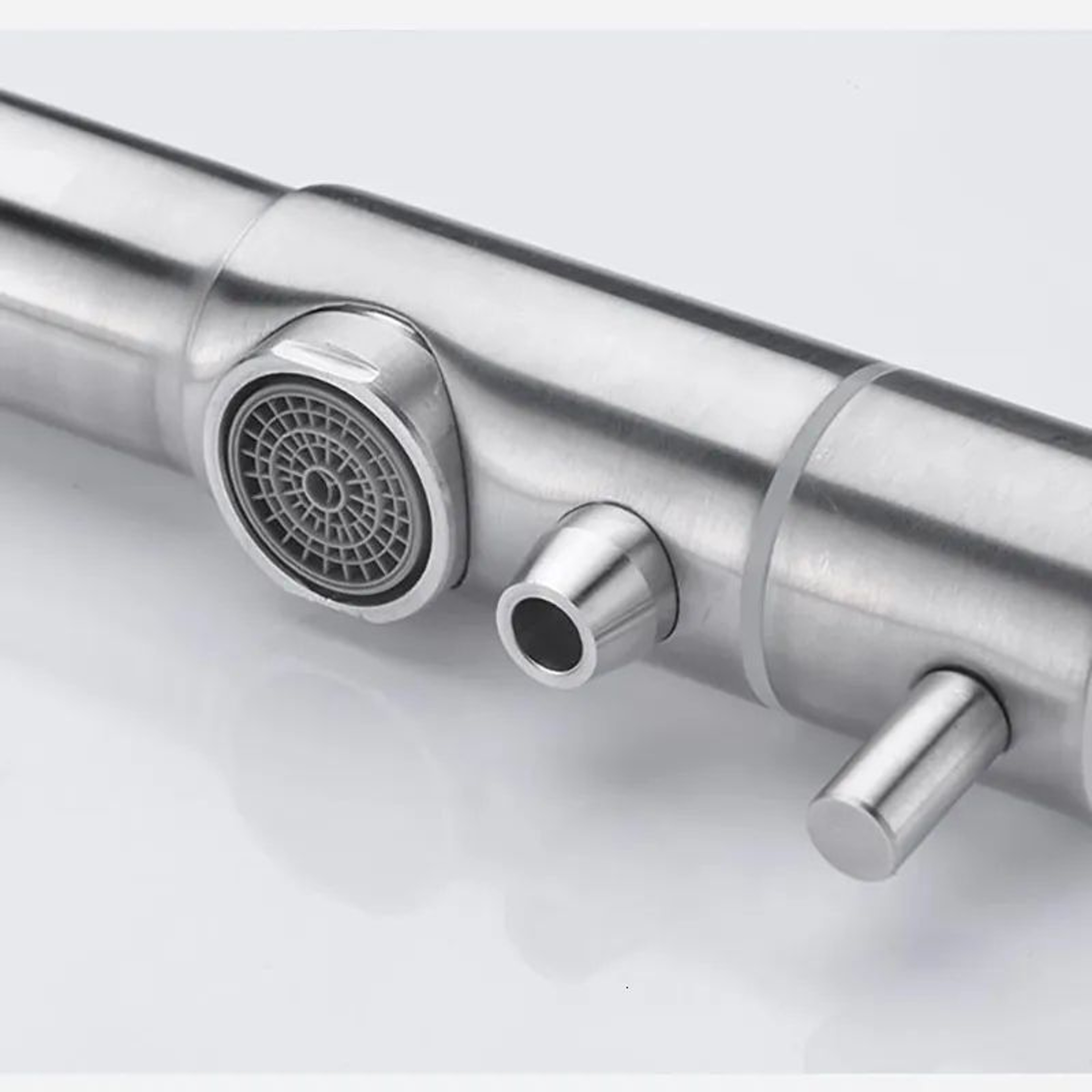 Stainless Steel Kitchen Sink Faucet With Hot And Cold Water Controls And Pressure Boost 4