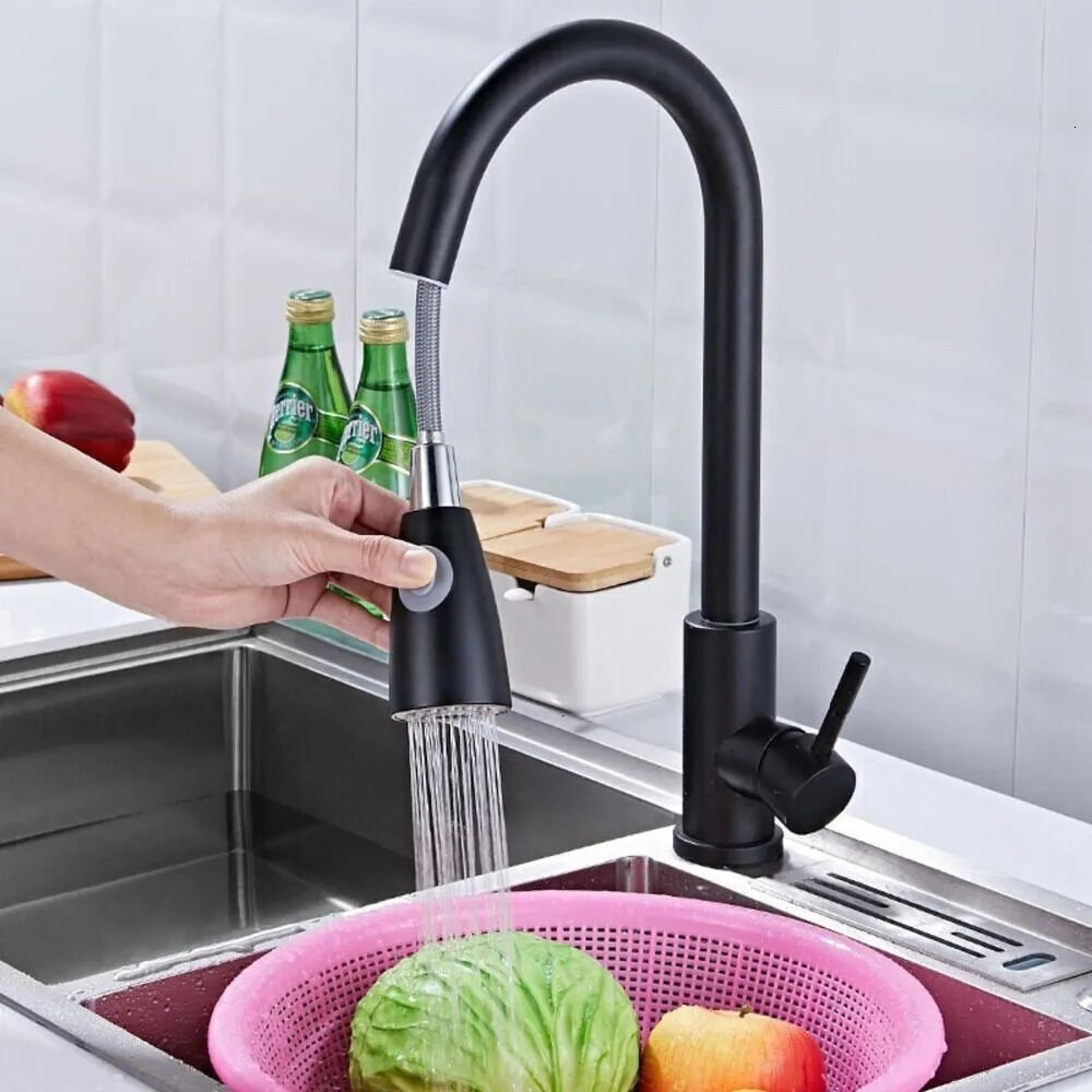 AllCopper PullDown Kitchen Faucet With Retractable Hose For Hot And Cold Water 3