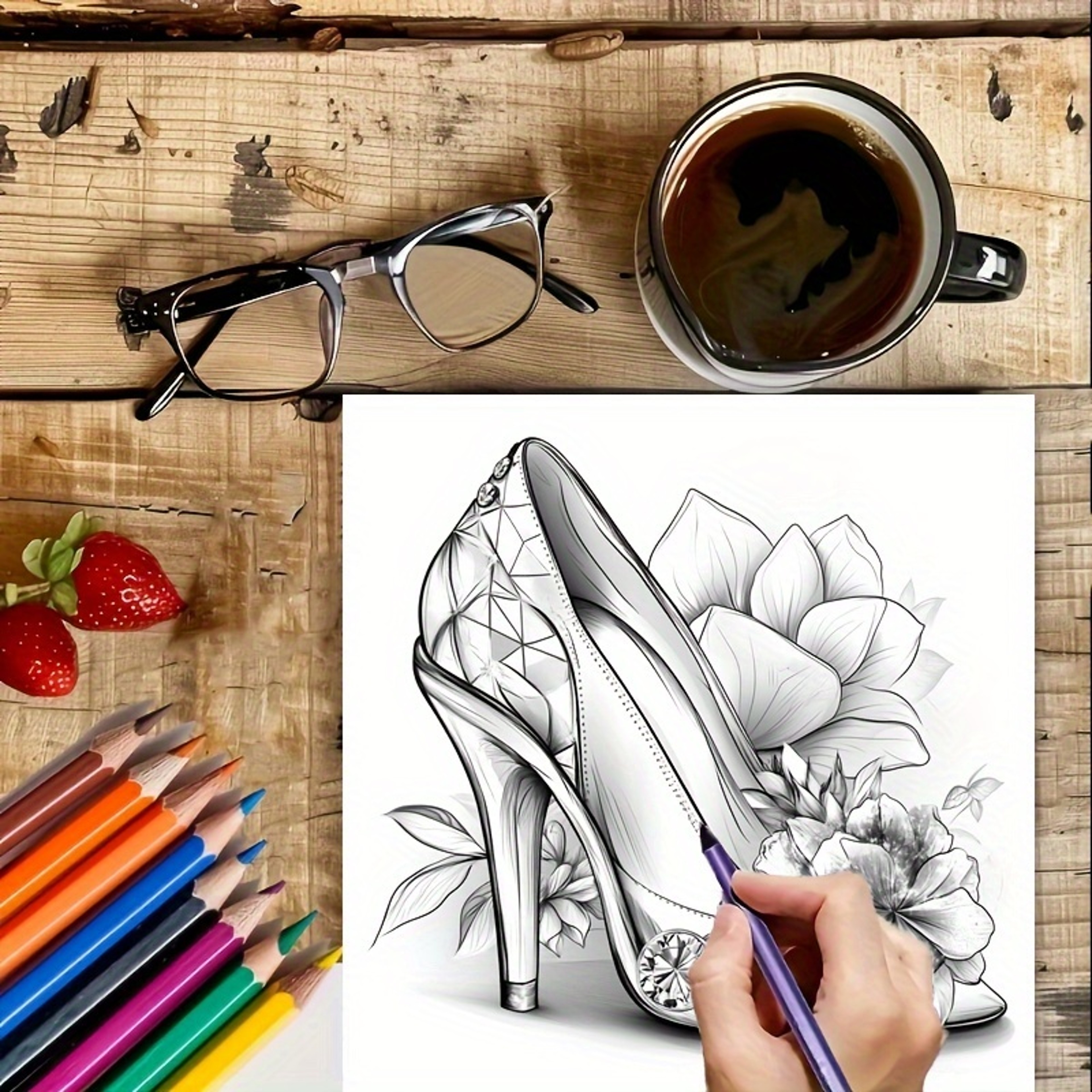 Dreamy High Heels Coloring Book For Adults Stress Reduction Colouring Relaxation Art Therapy Valent 4