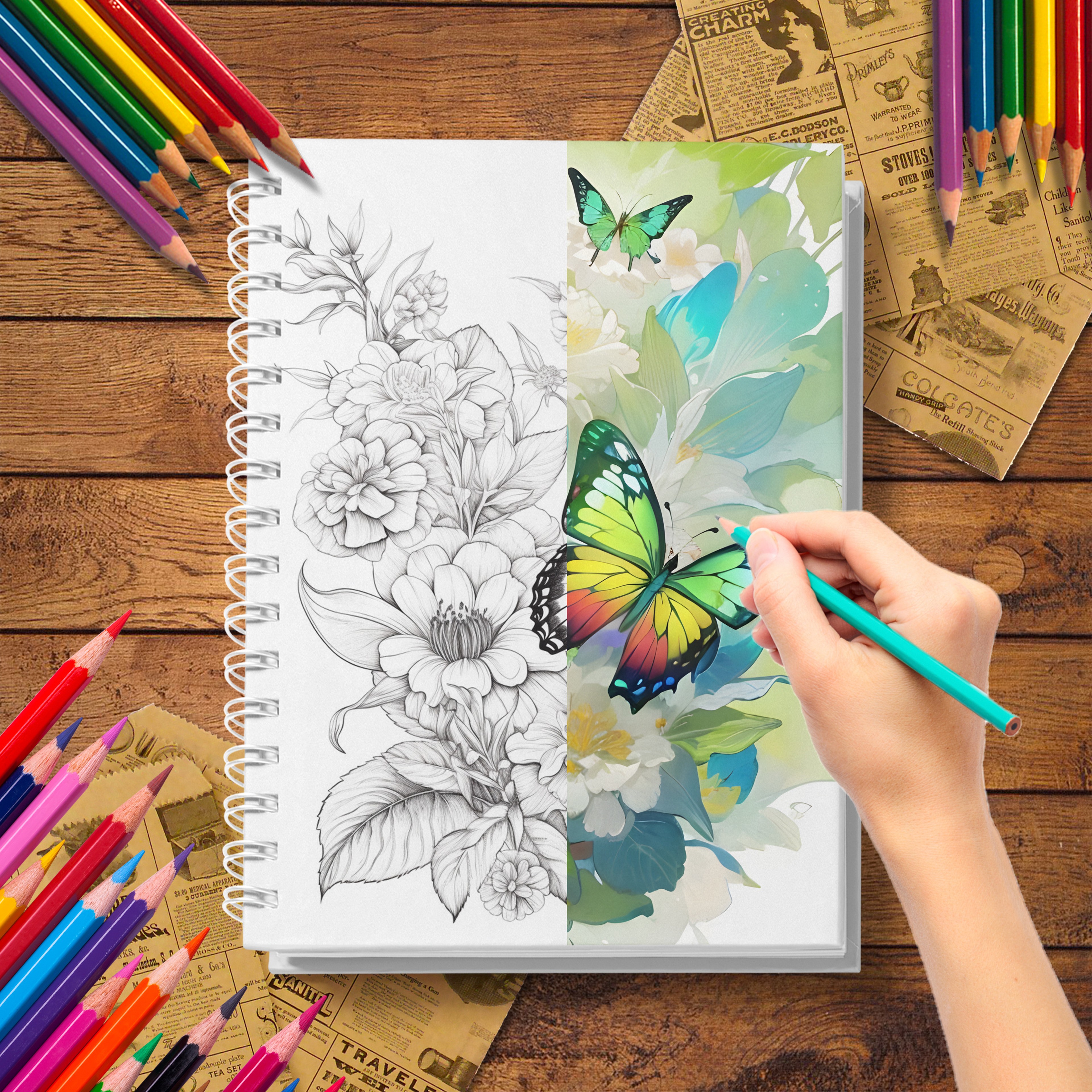Butterfly Theme Adult Coloring Book, with Thick Paper Quality, A Warm Hearted Gift for Relaxation – view 3