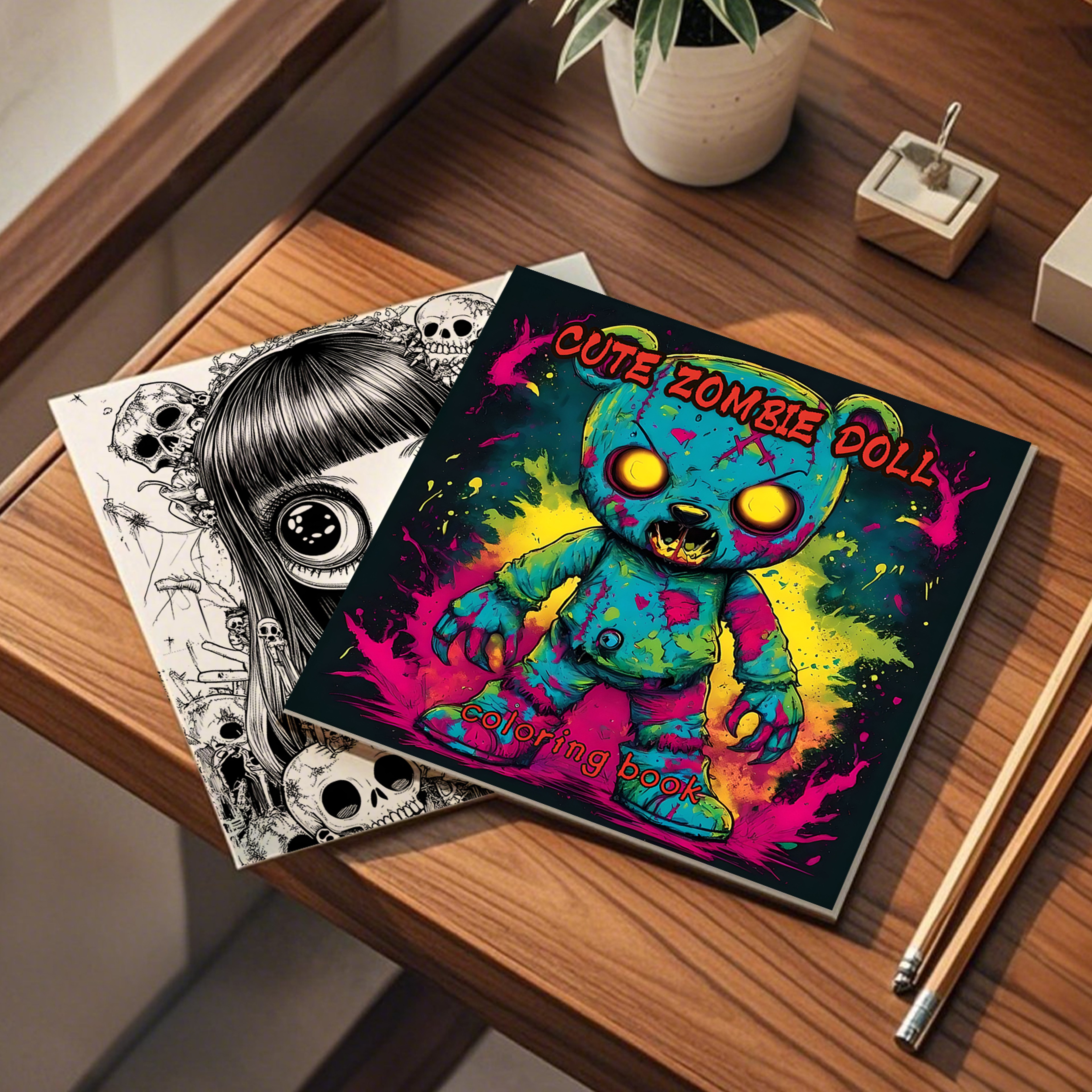 Cute Zombie Doll Coloring Book, Adult Coloring Book, Halloween Graffiti Painting For Kill Time – view 3