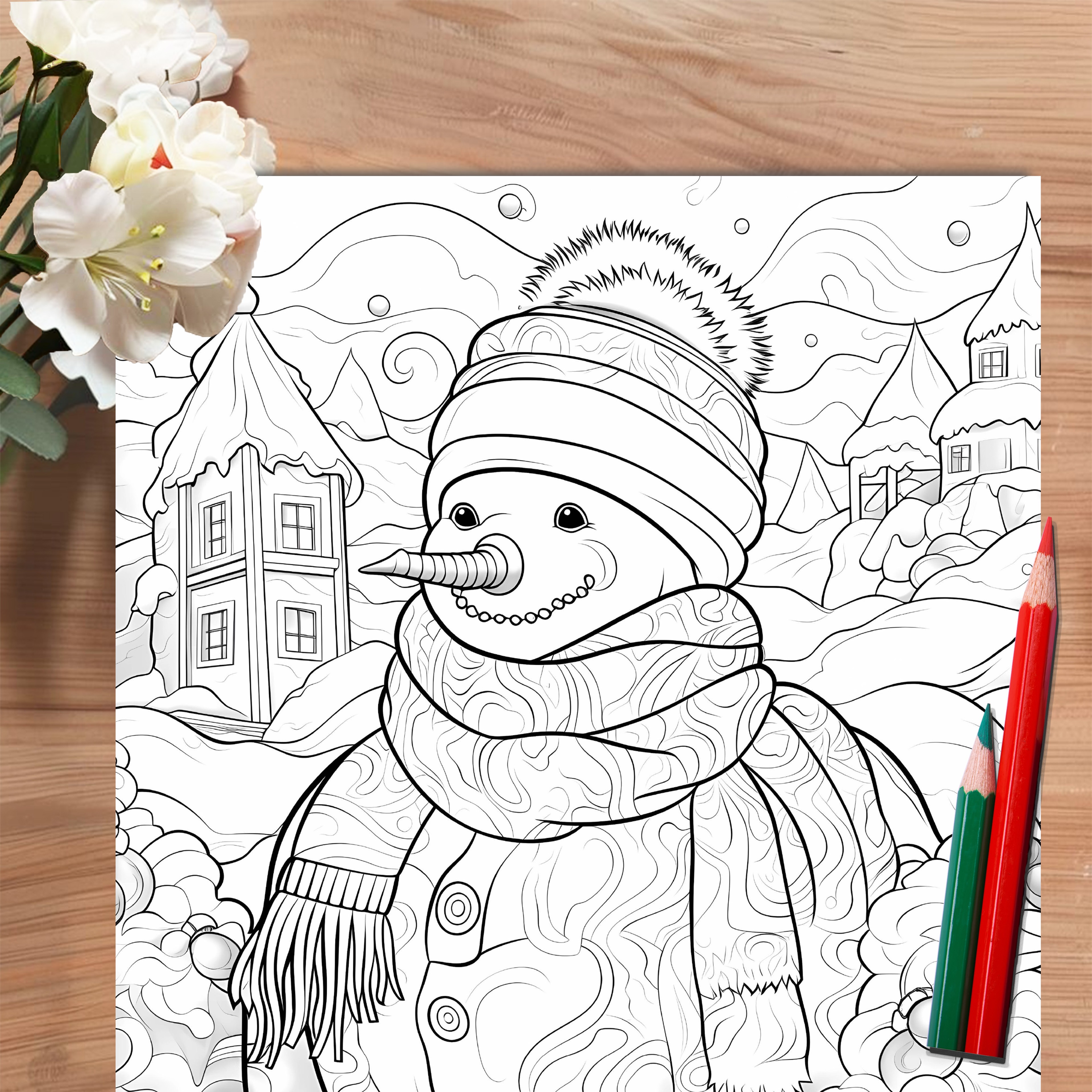 Winter Wonderland Adult Coloring Book, Snow Themed Designs for Color Practice, Colored Pencils Art – view 3