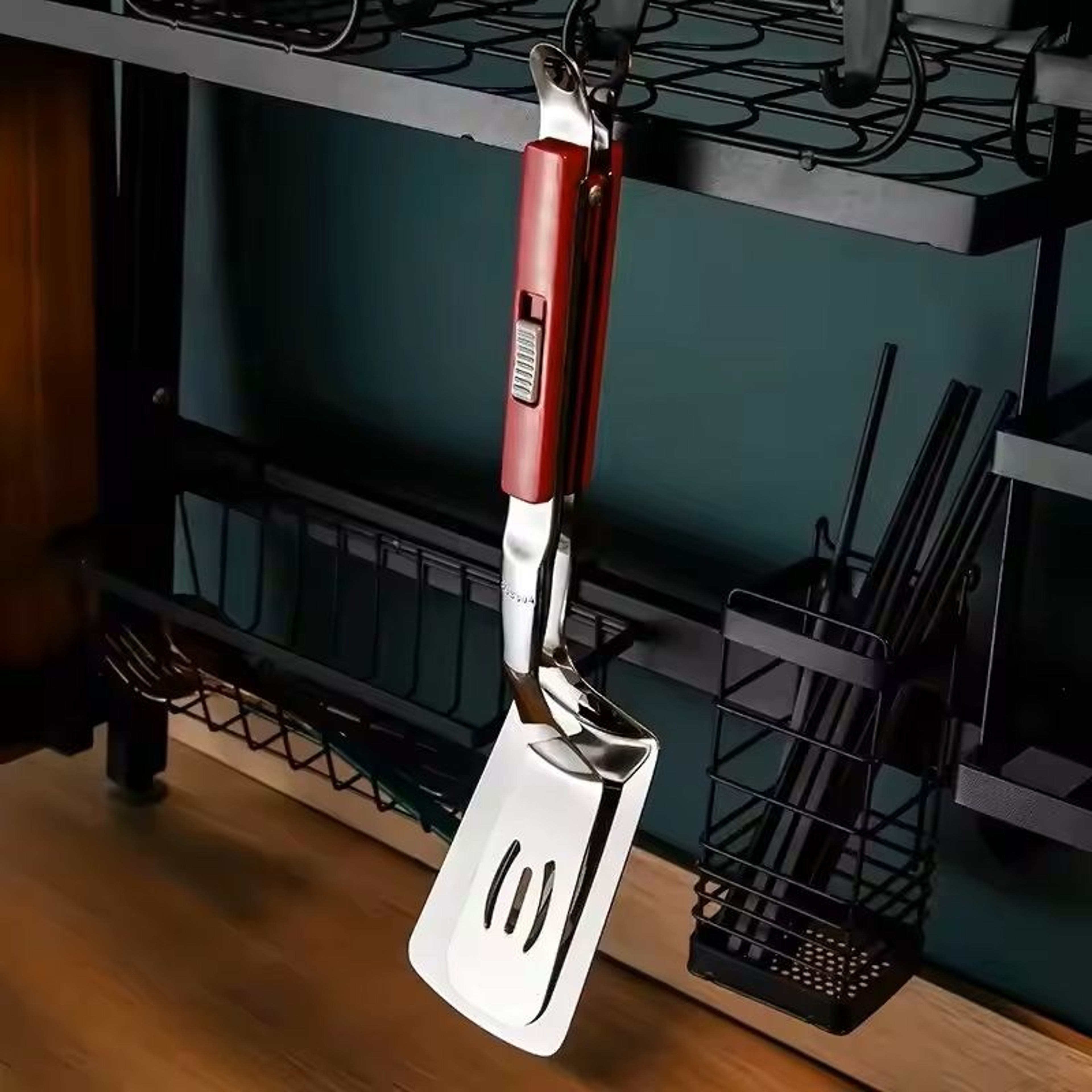 GrillMaster 304 StainlessSteel Steak  Pancake Clip Spatula  MultiFunction BBQ Tongs 4