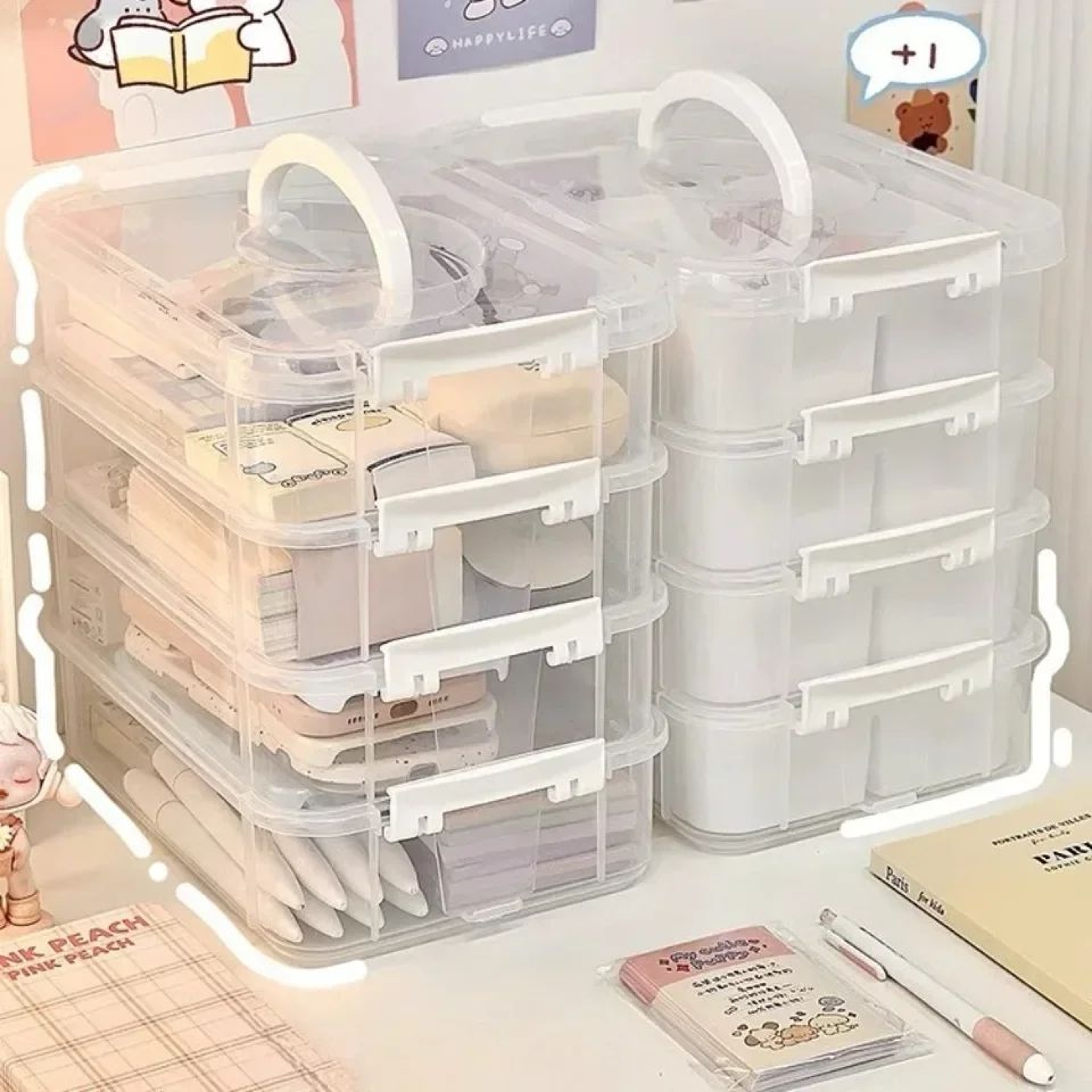 Transparent Building Blocks Storage Box  Stackable MoistureProof Grid Drawer Organizer For Toys Cra 6