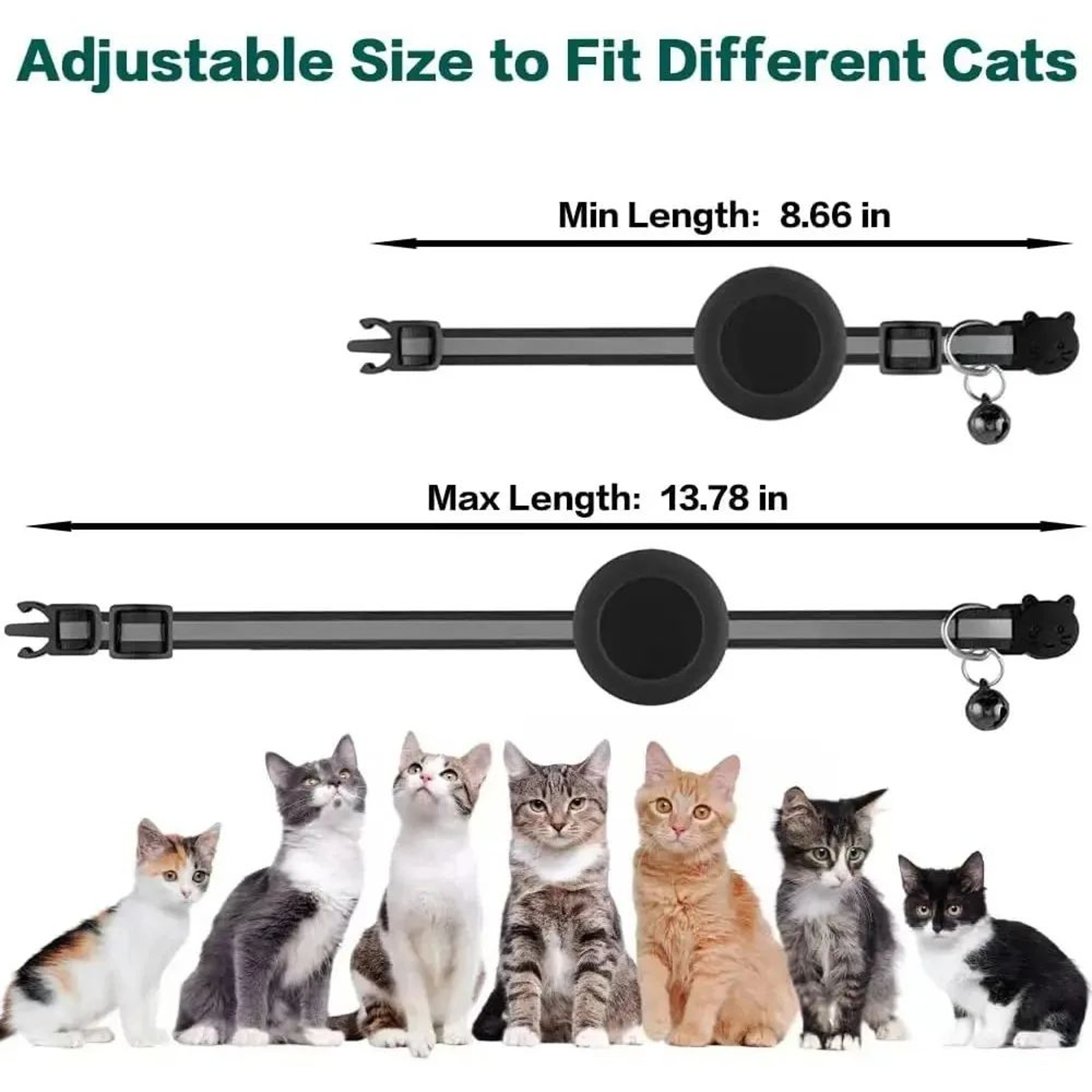 AirTag Cat Collar With Holder  Cute Reflective Breakaway Kitten Collar With Bell 1