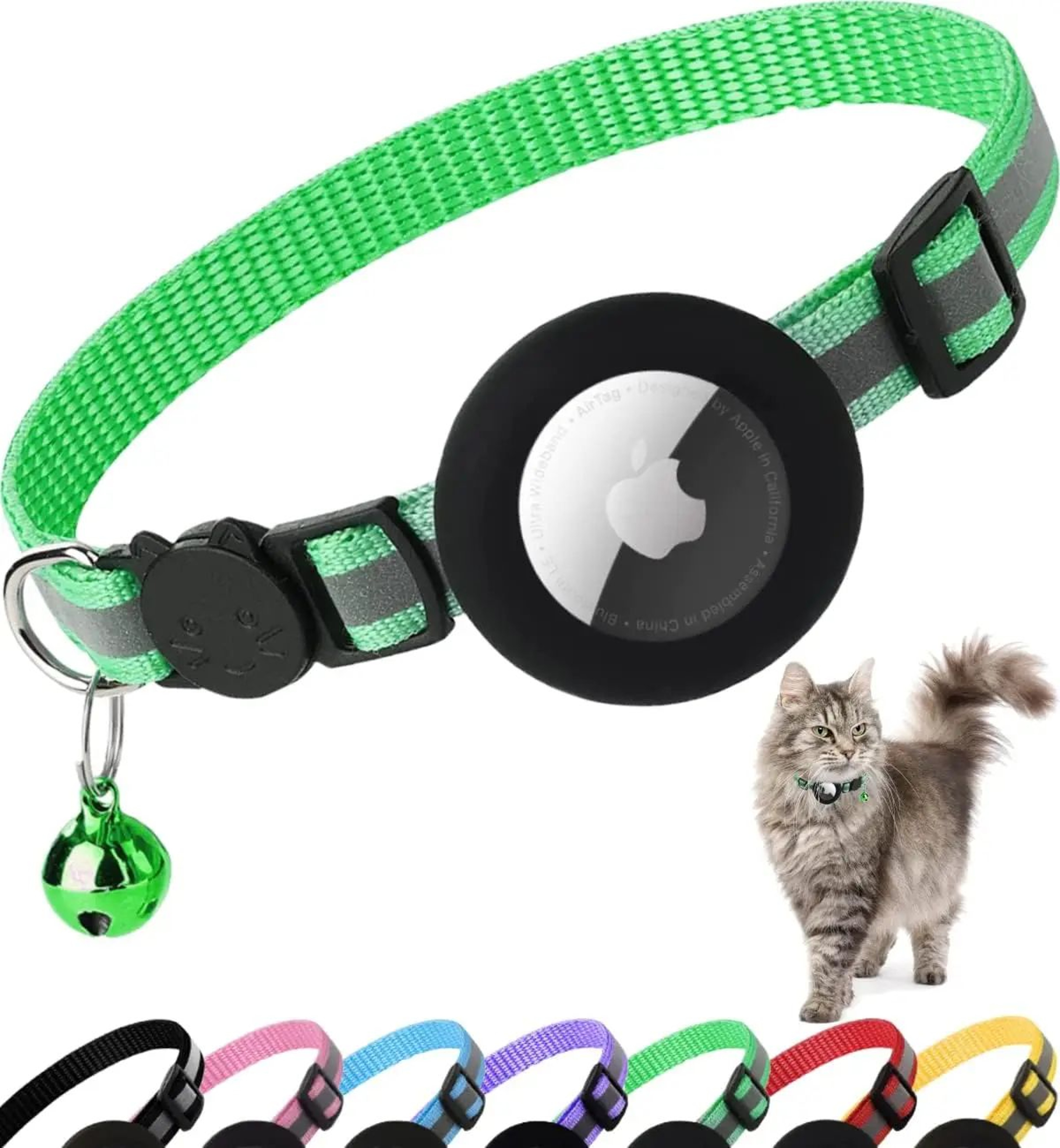 AirTag Cat Collar With Holder  Cute Reflective Breakaway Kitten Collar With Bell 8