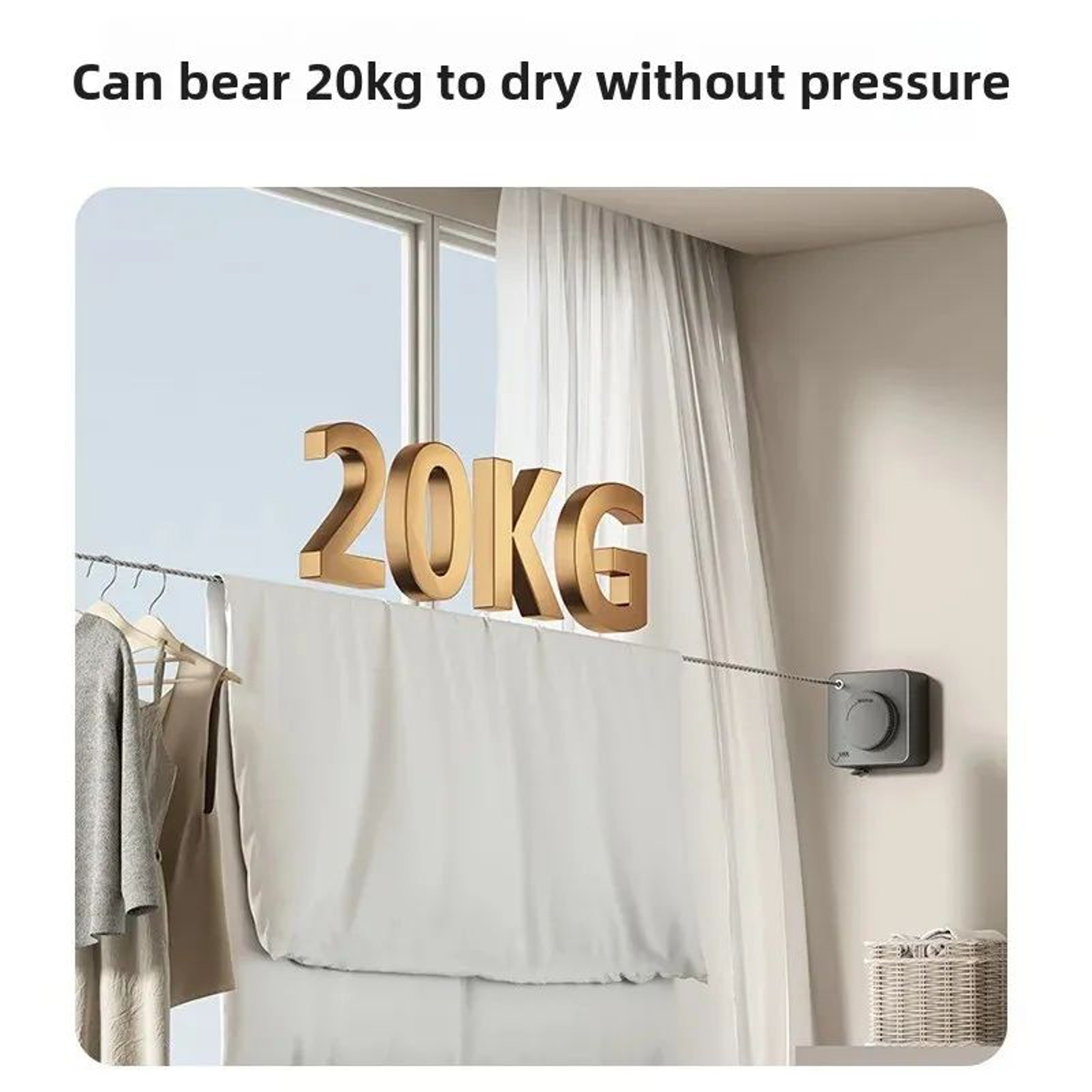Indoor Retractable Clothesline  Invisible Wall Mounted NonSagging Laundry Drying Line Hanger Rope 2