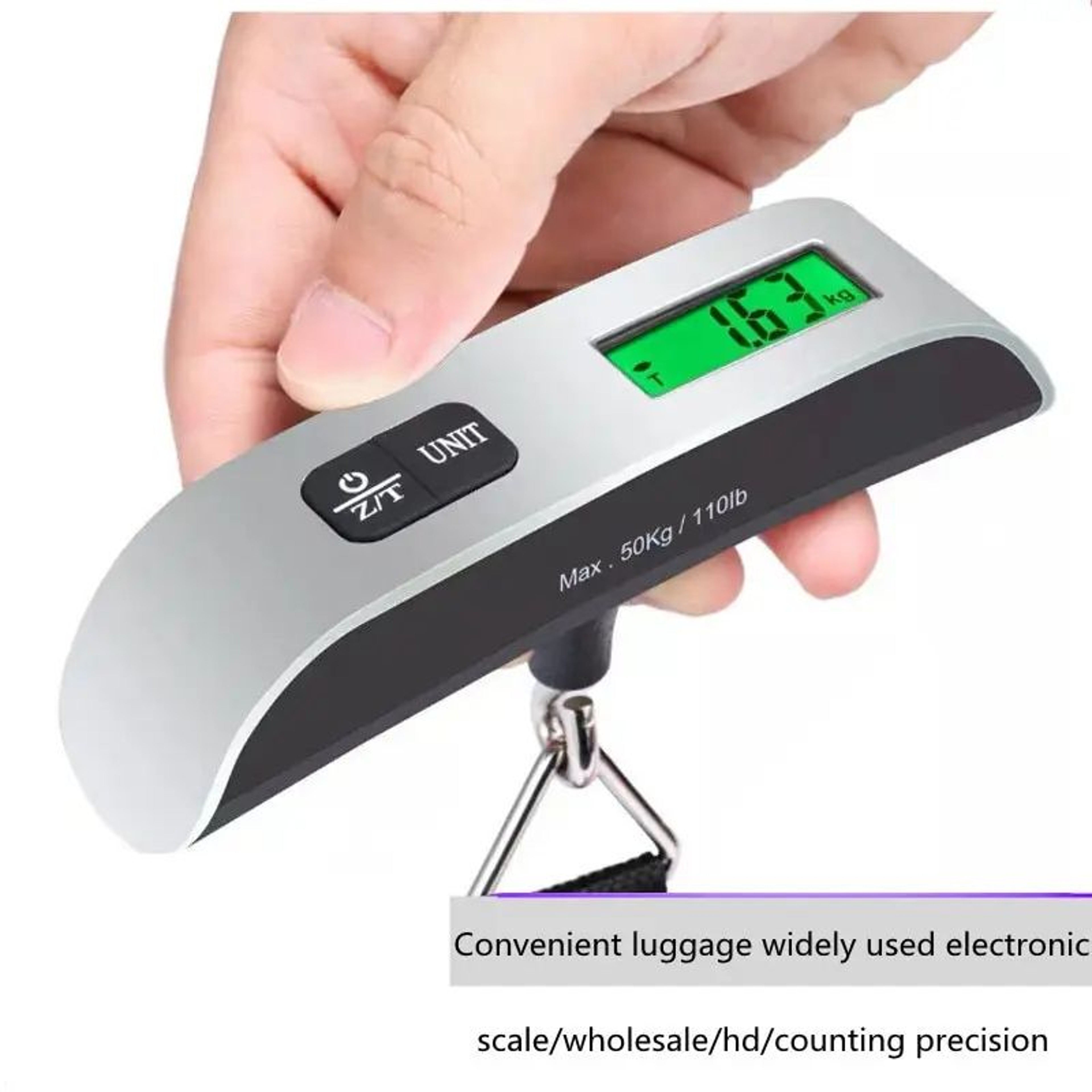 110lb50kg Digital Luggage Scale With LCD Display Portable Hanging Travel Baggage Weighing Scale For 4