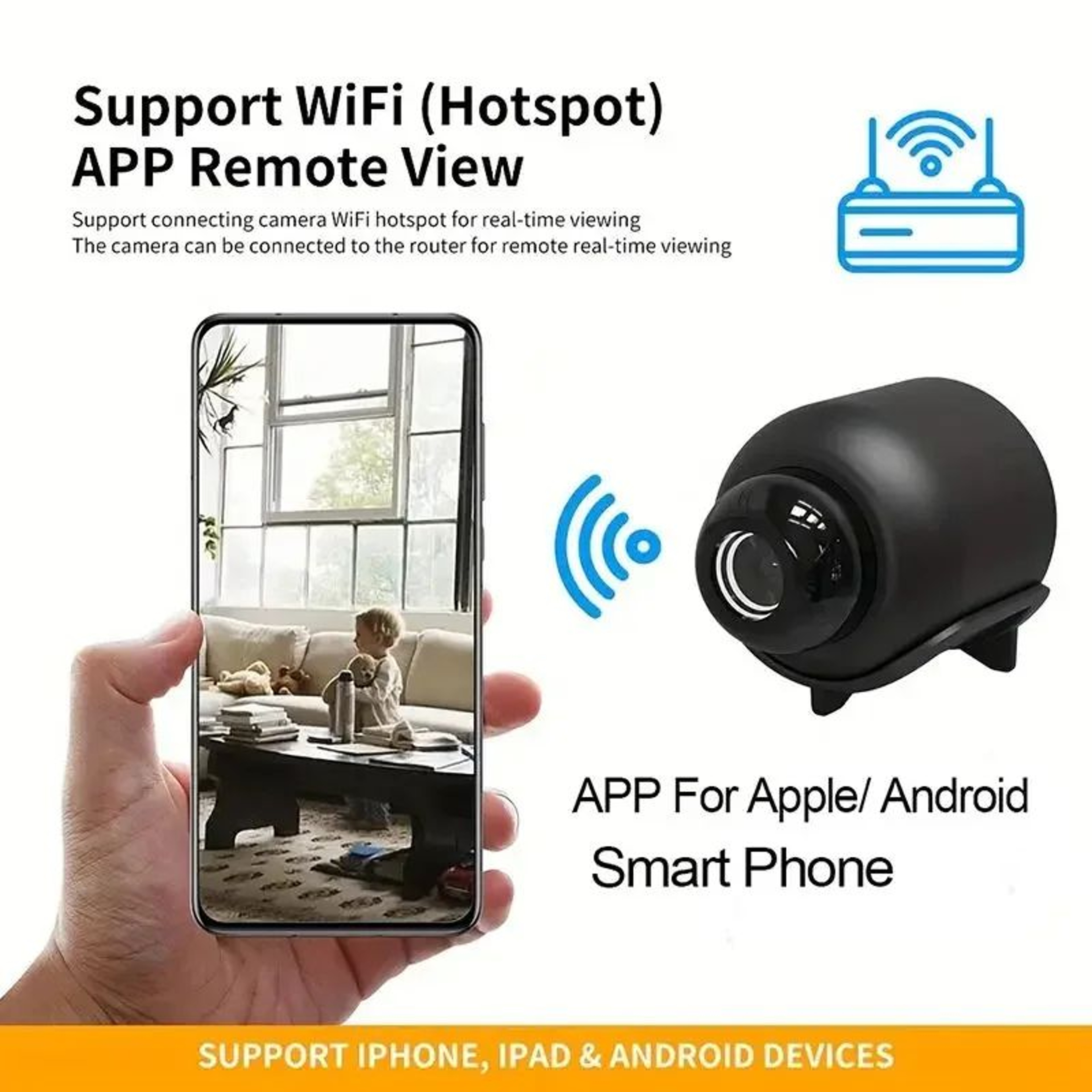 Mini 1080P Wireless Security Camera With Night Vision  Portable Surveillance Cam Motion Detection H 1