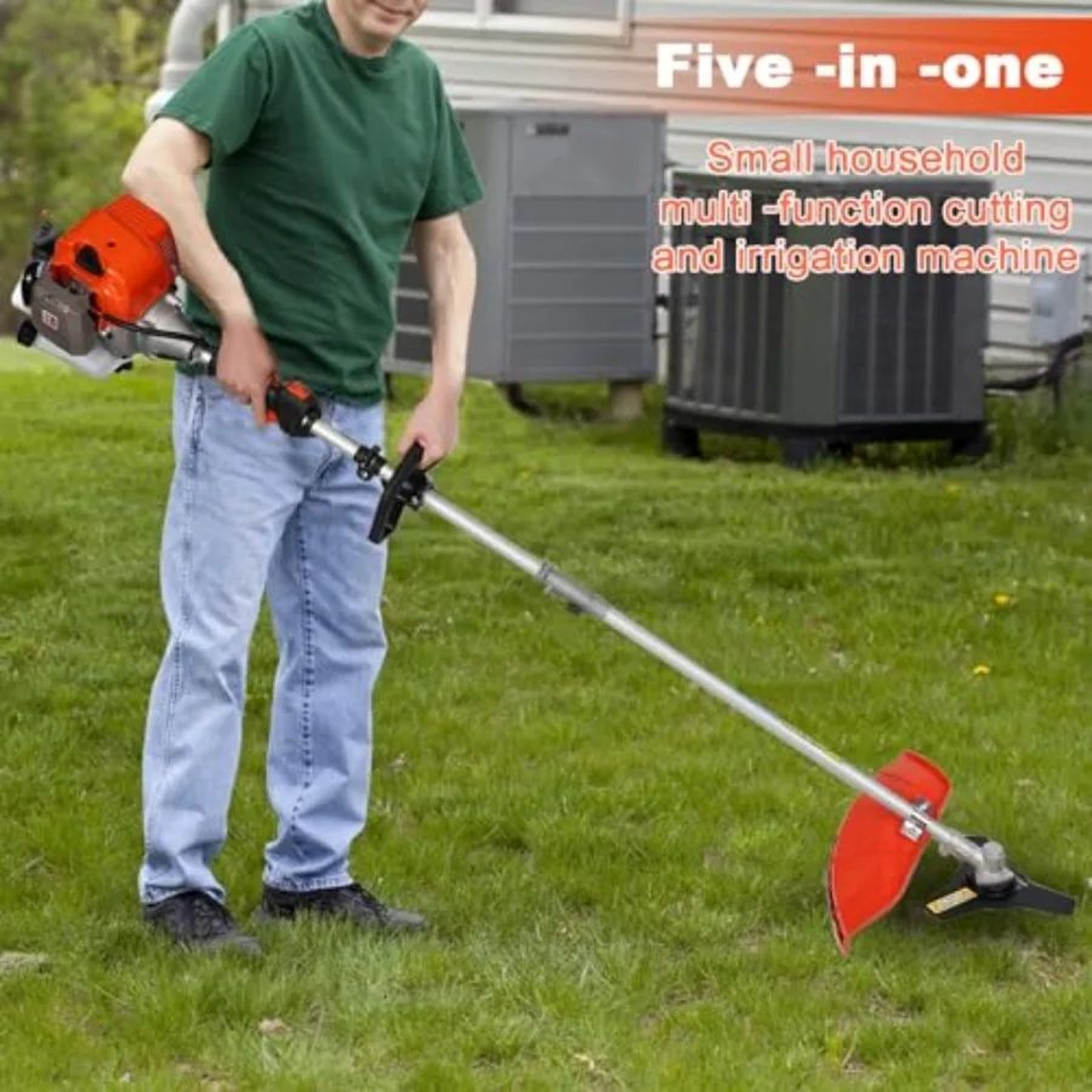 5in1 52CC Gas Powered Weed Eater Kit  Brush Cutter Edge Trimmer Hedge Trimmer  Pole Chainsaw For La 3