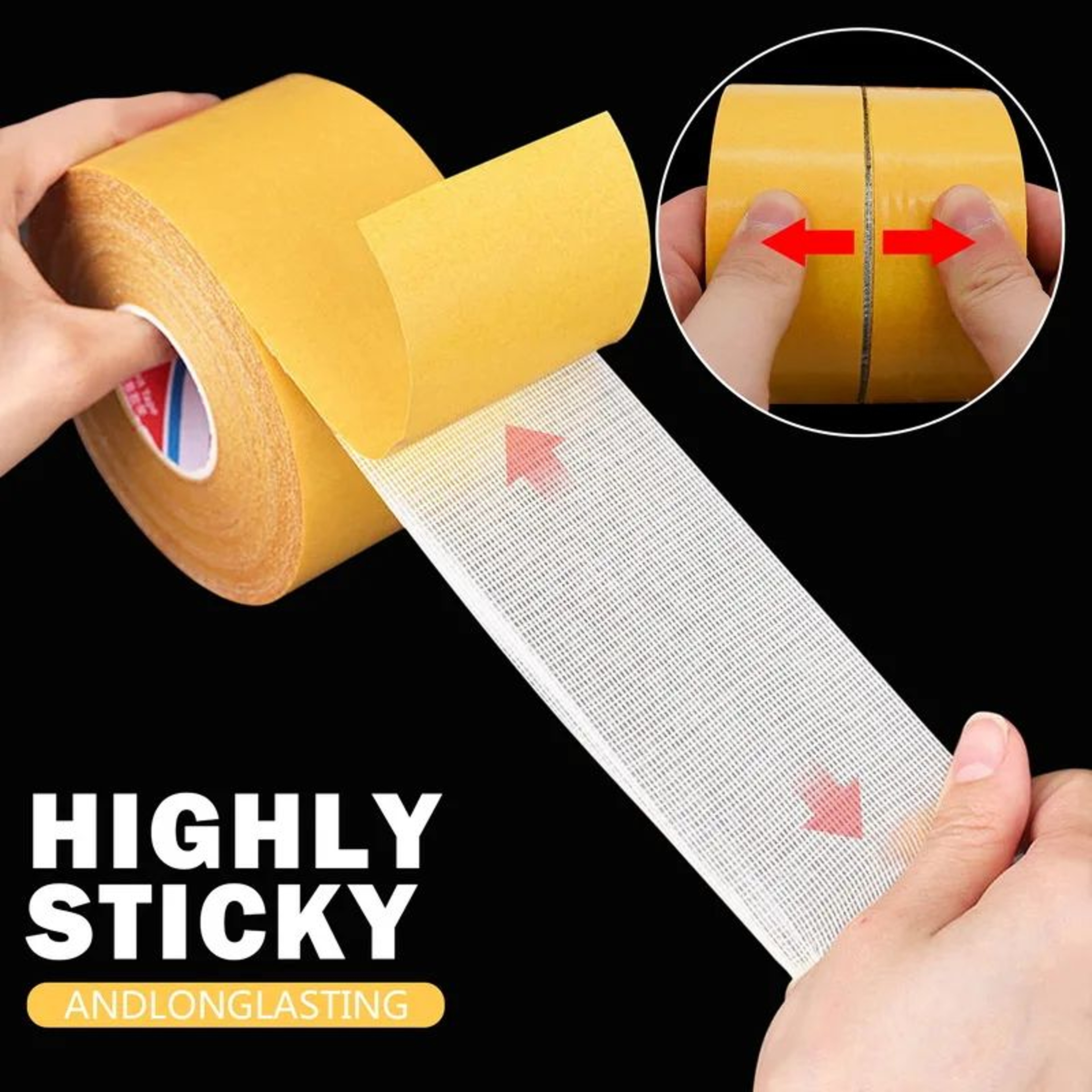 Heavy Duty Double Sided Mesh Tape  Waterproof Traceless Grid Adhesive For Carpets Rugs Wall Mountin 4