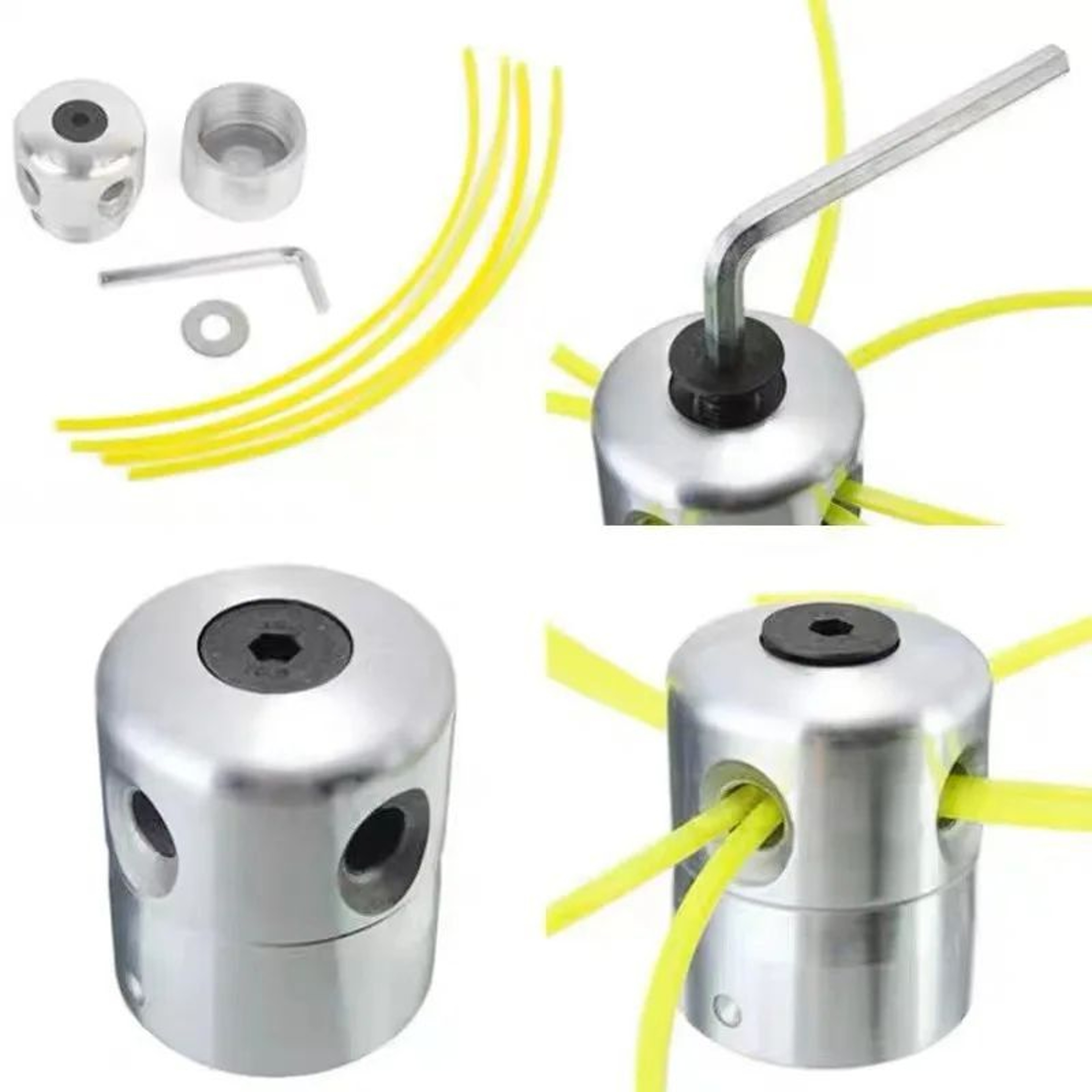 Aluminum 4Line Grass Trimmer Head  Heavy Duty Brush Cutter Cutting Line Head Replacement For Strimm 3