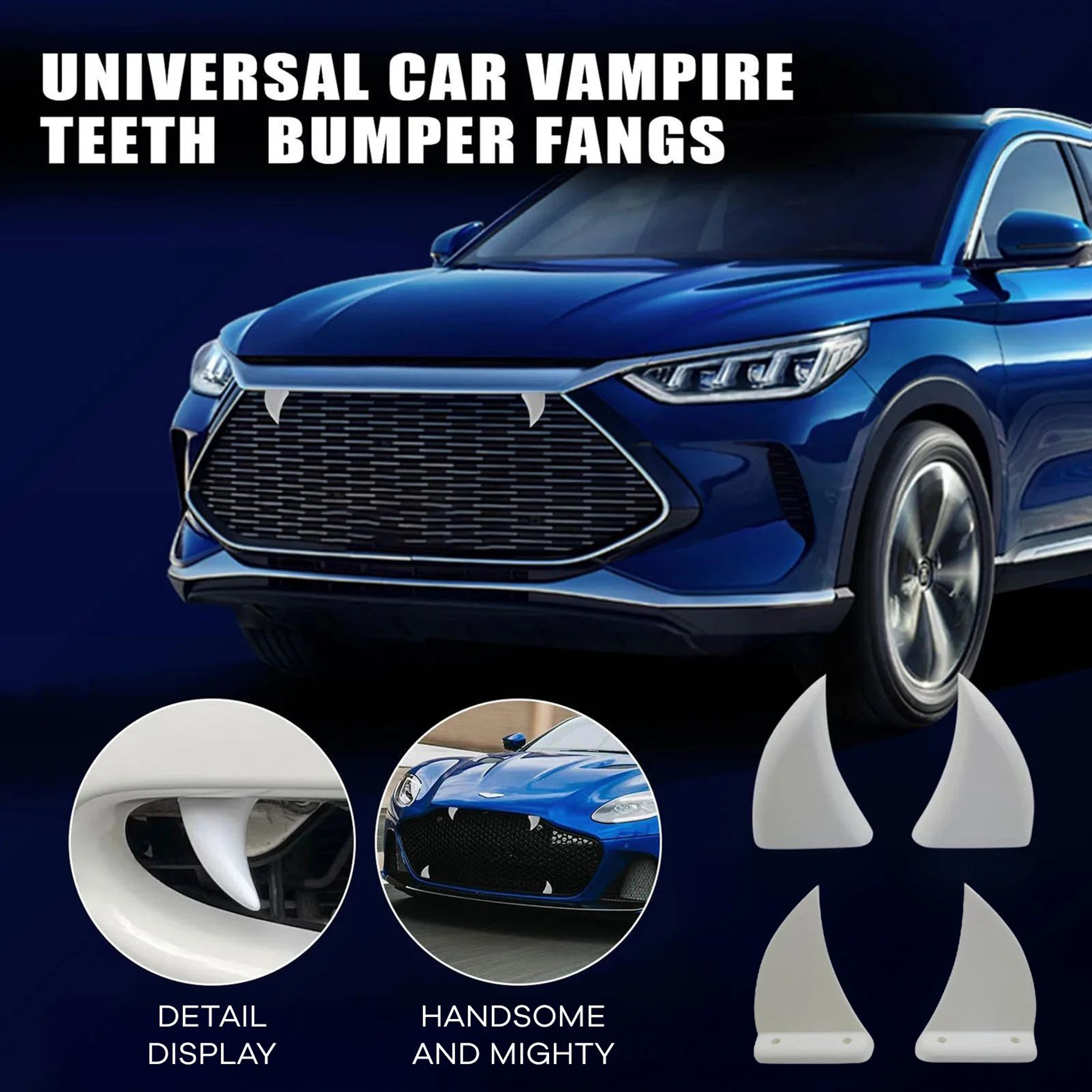 3D Printed Vampire Grille Teeth For Cars Trucks  SUVs  Spooky Front Grill Fang Decor For Halloween  4