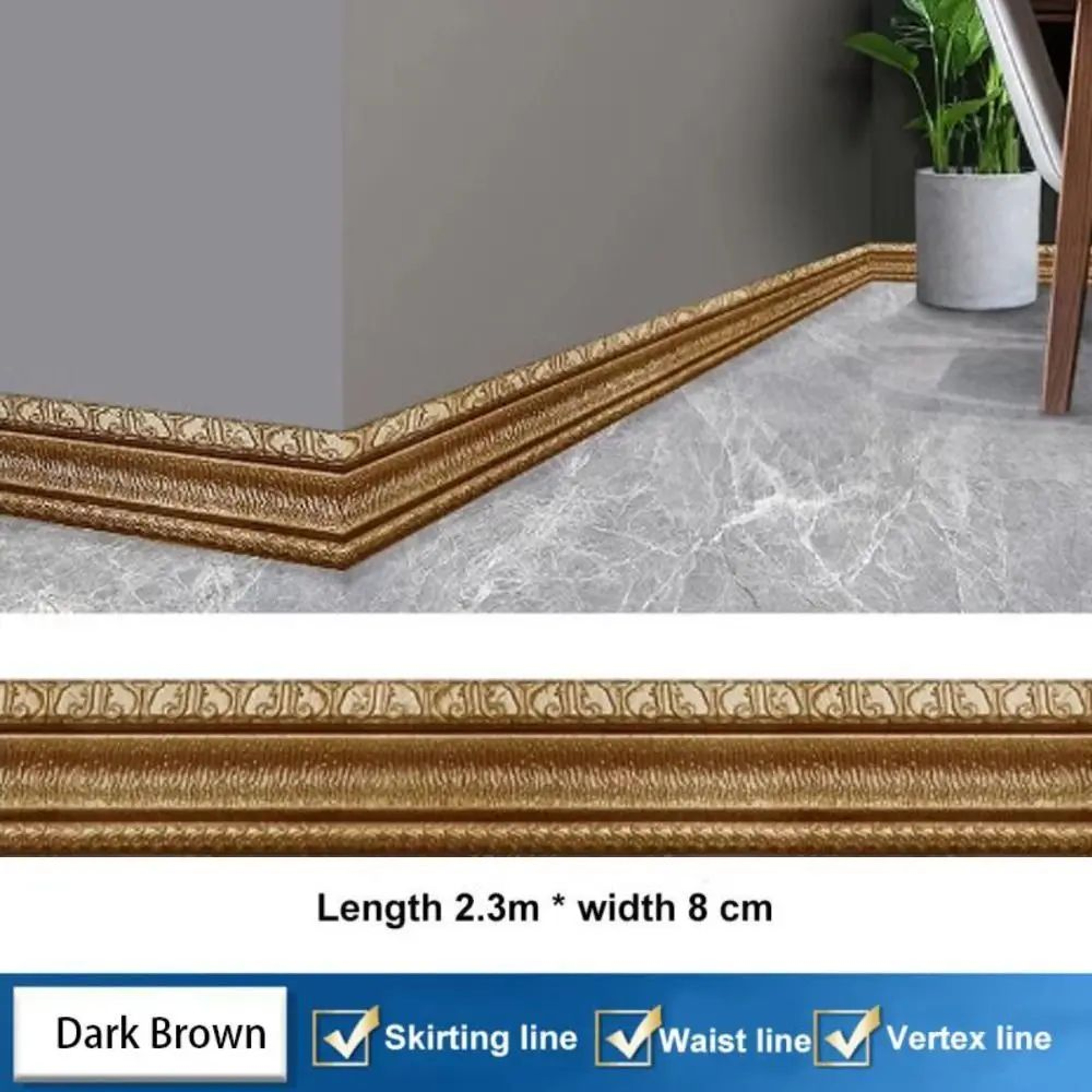 906 Inches XPE Foam 3D Skirting Board Trim 8cm  Waterproof SelfAdhesive Wall Sticker Baseboard Wais 7