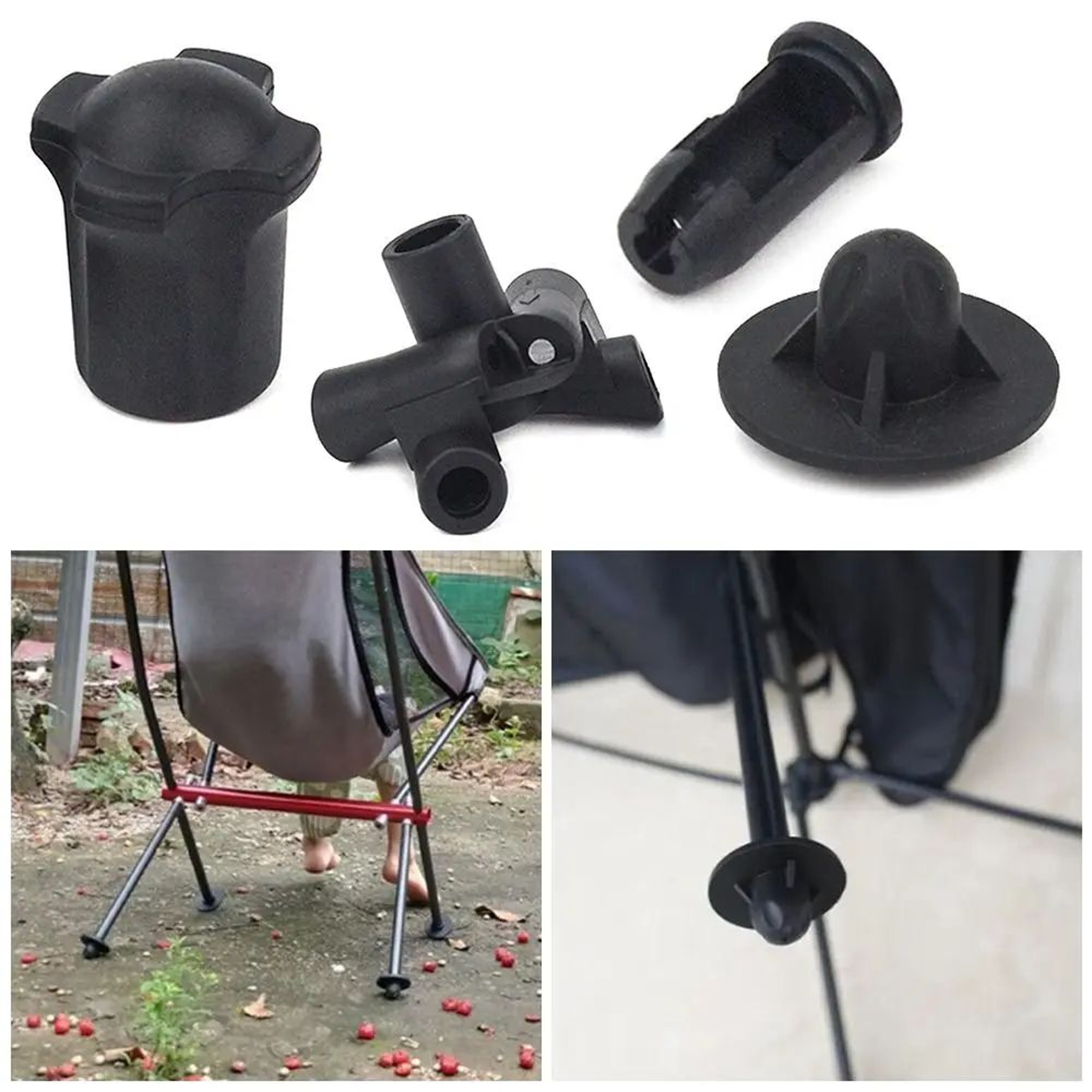 Moon Camping Chair Leg Covers Set  AntiSlip Foot Caps  Connectors  Removable AntiSag Chair Leg Prot 0