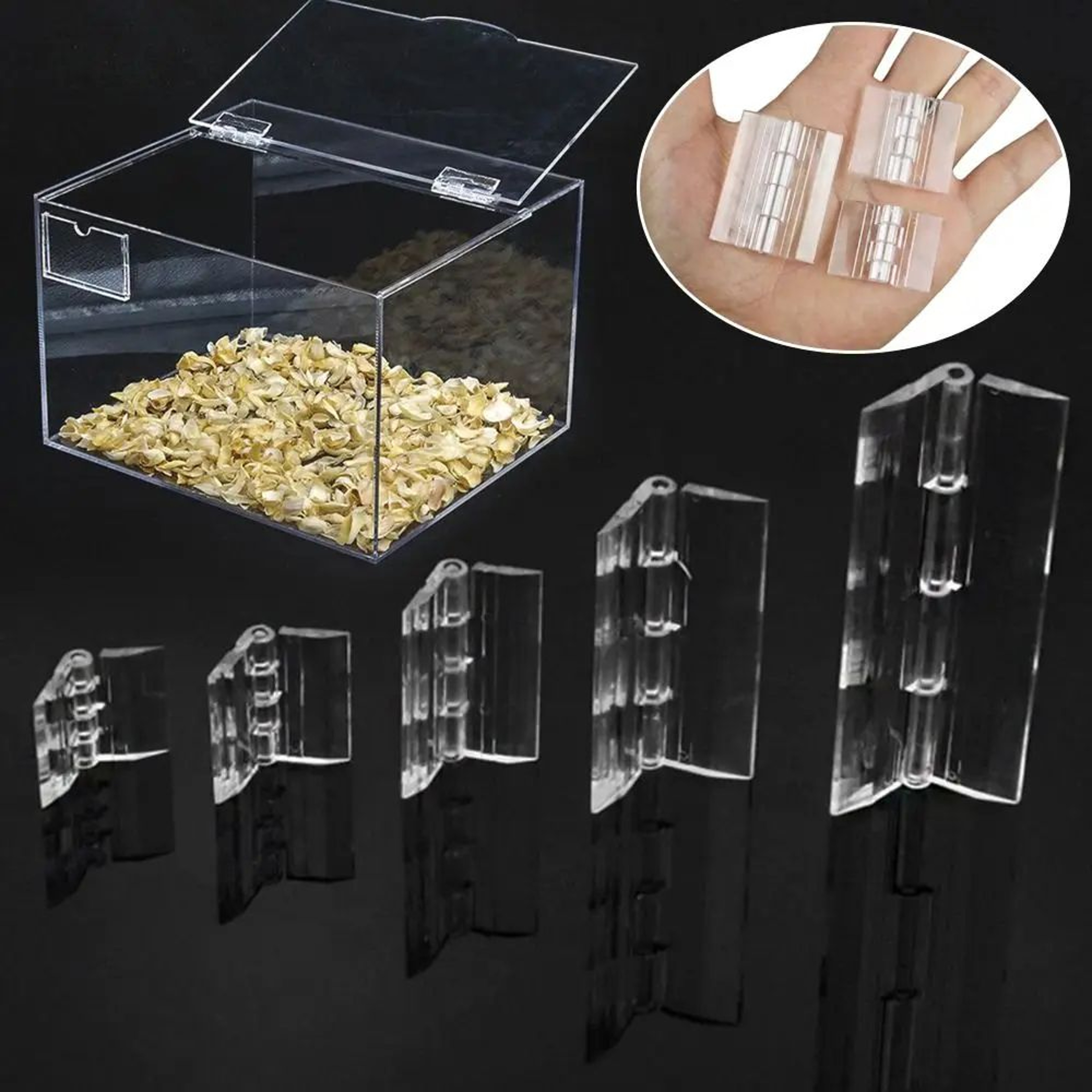 2 Pcs Clear Folding Door Hinges  Transparent AcrylicABS Cabinet Hinges For Furniture Doors Foldable 2