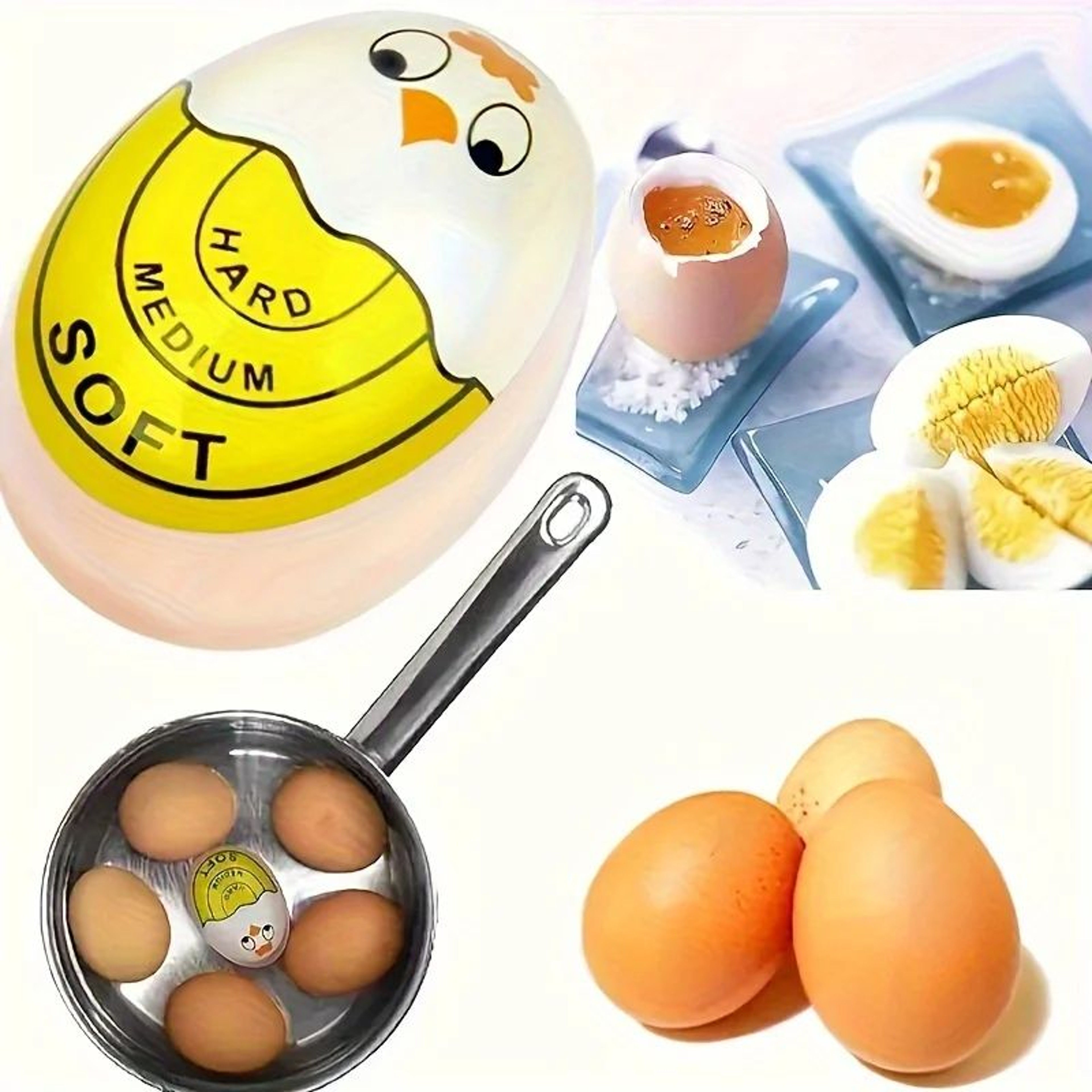 Color Changing Egg Timer Cute Cartoon Face Doneness Indicator Soft Medium Hard Boiled Eggs Perfect  1
