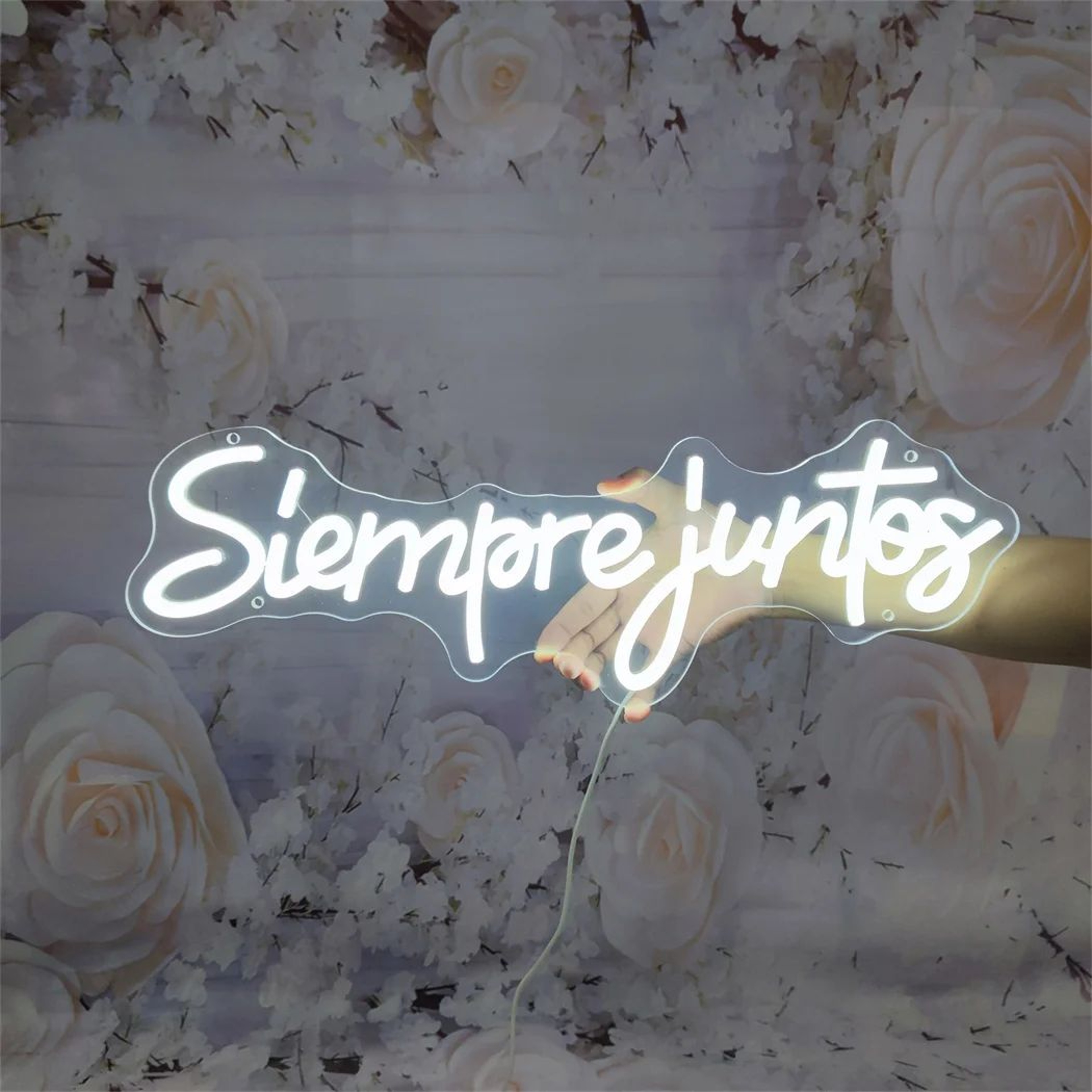 Siempre Juntos LED Neon Sign  Spanish Always Together Wedding  Engagement Wall Decor Light Romantic 5