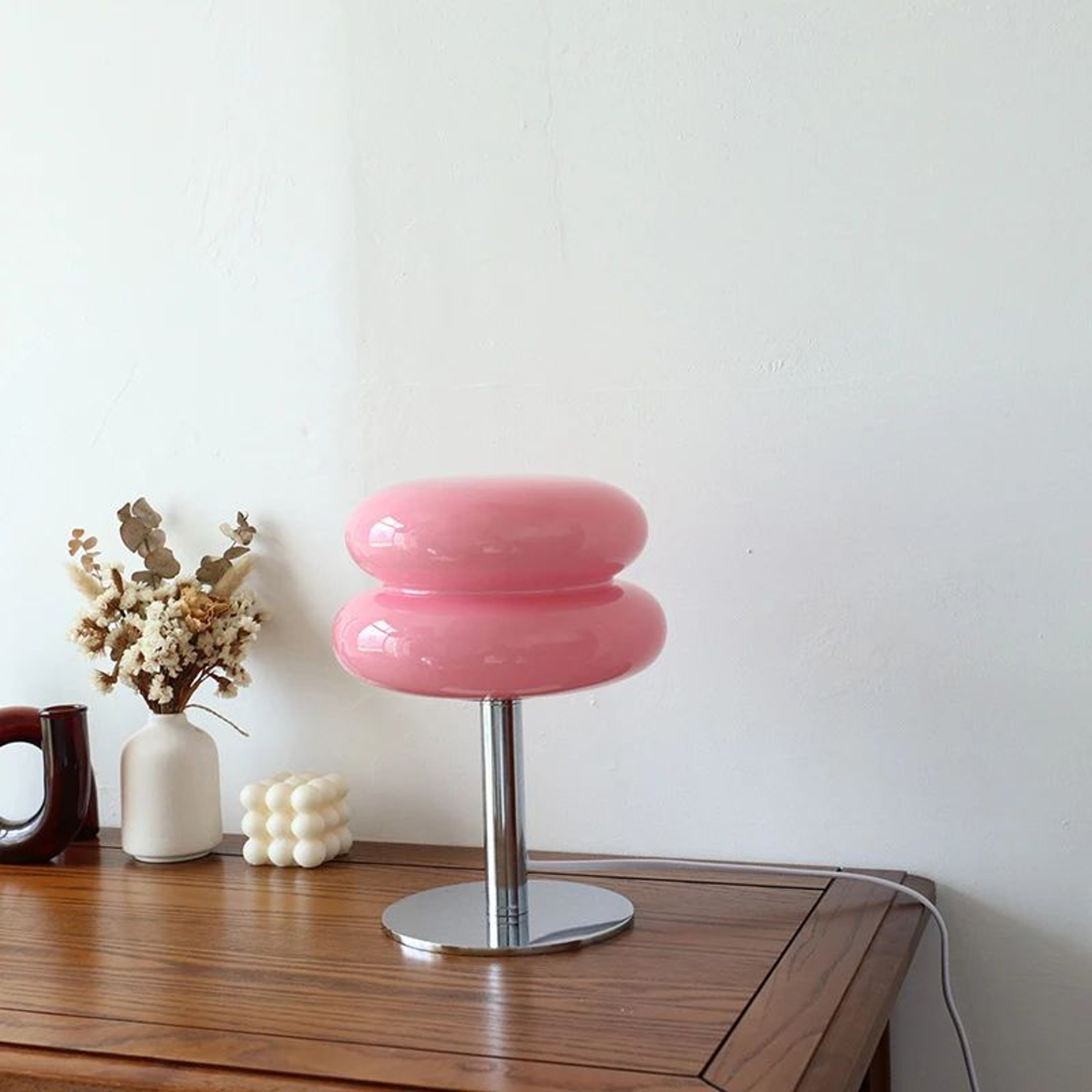 Macaron Glass Table Lamp With Trichromatic Dimming Eye Protection Bedside Night Light For Bedroom D 9