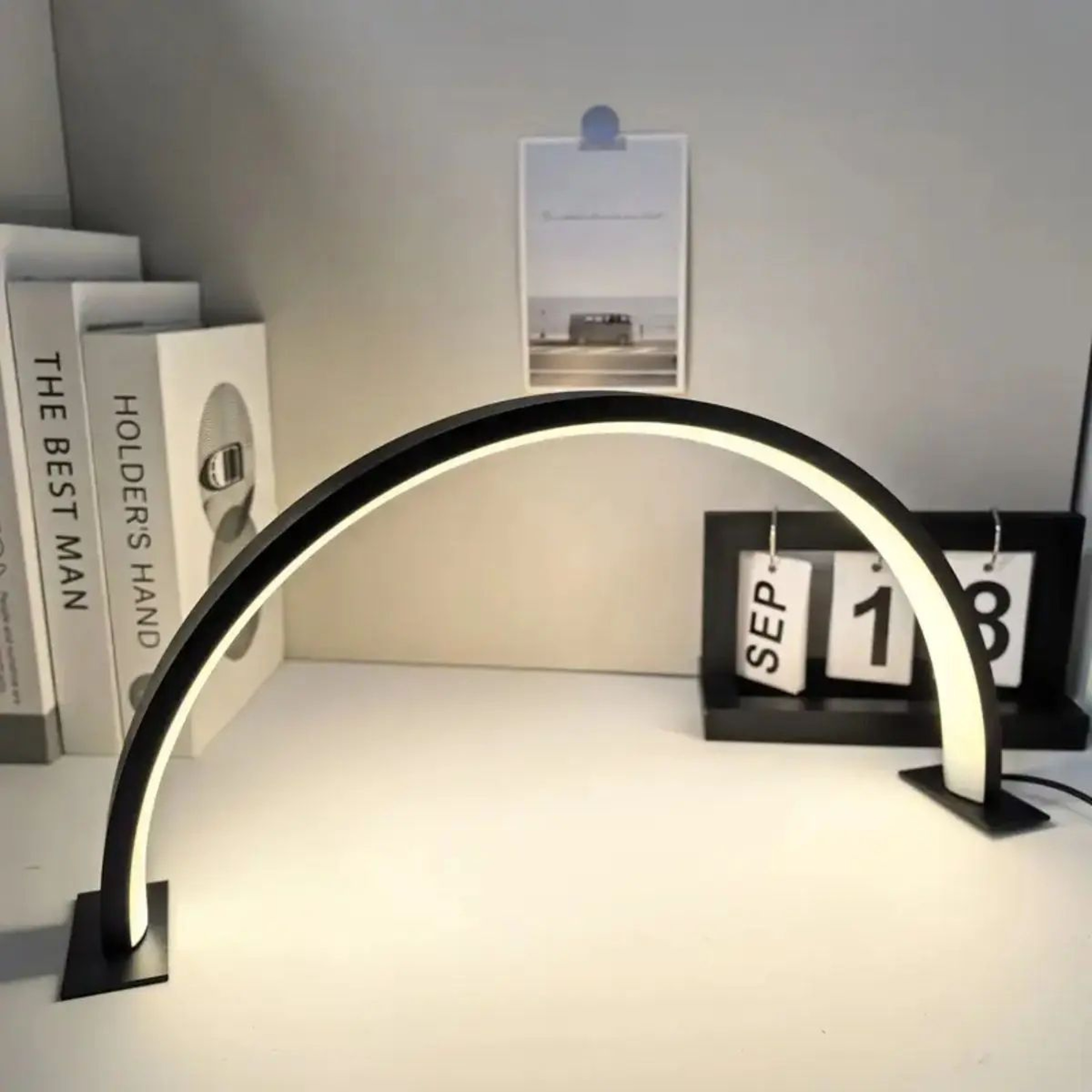 Crescent Nail Desk Lamp Adjustable Brightness  Color Temp LED Lash Extension Light For Salon Skinca 9