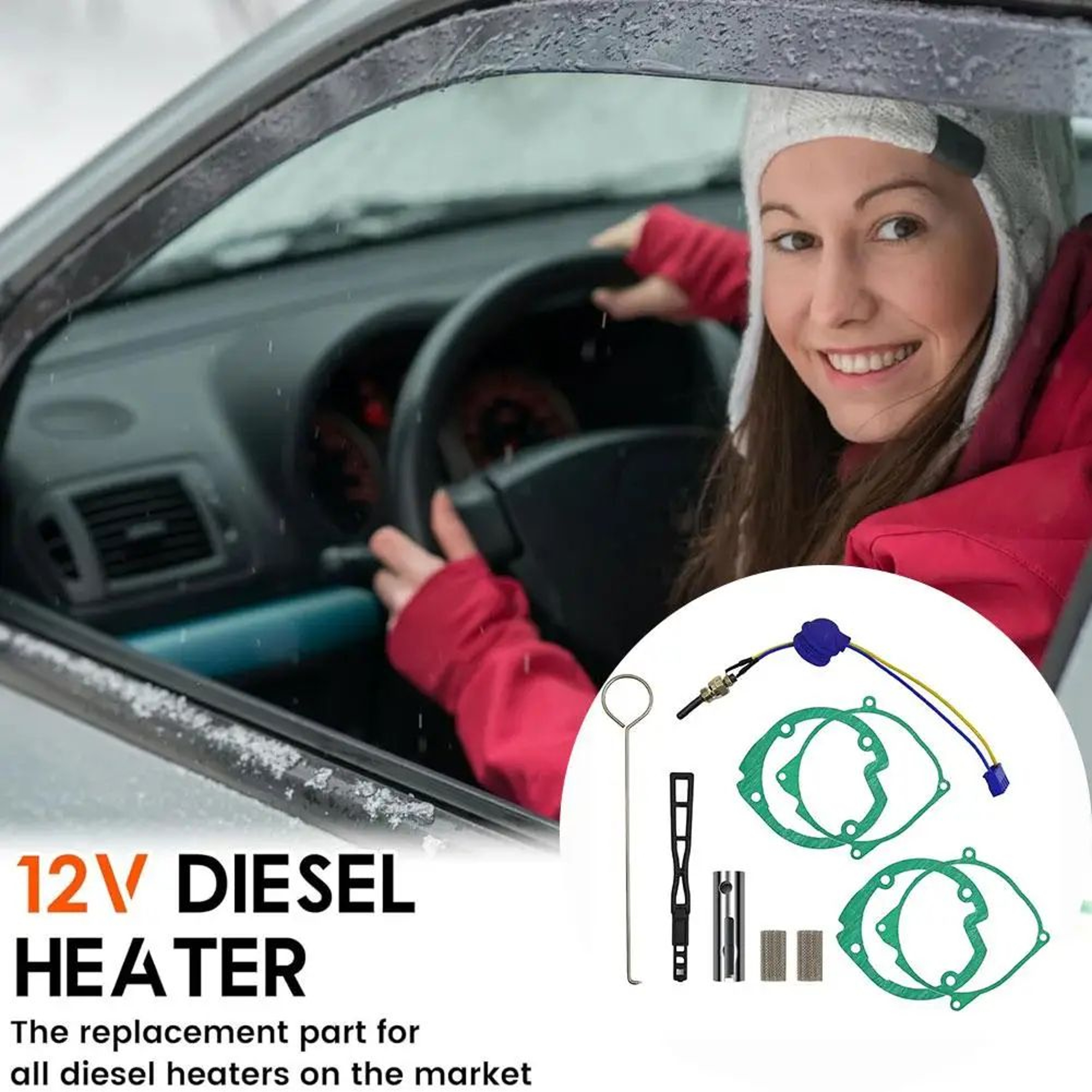 12V Ceramic Glow Plug For Diesel Parking Heater  Silicon Nitride Ignition Needle Red Cap Piston Air 11