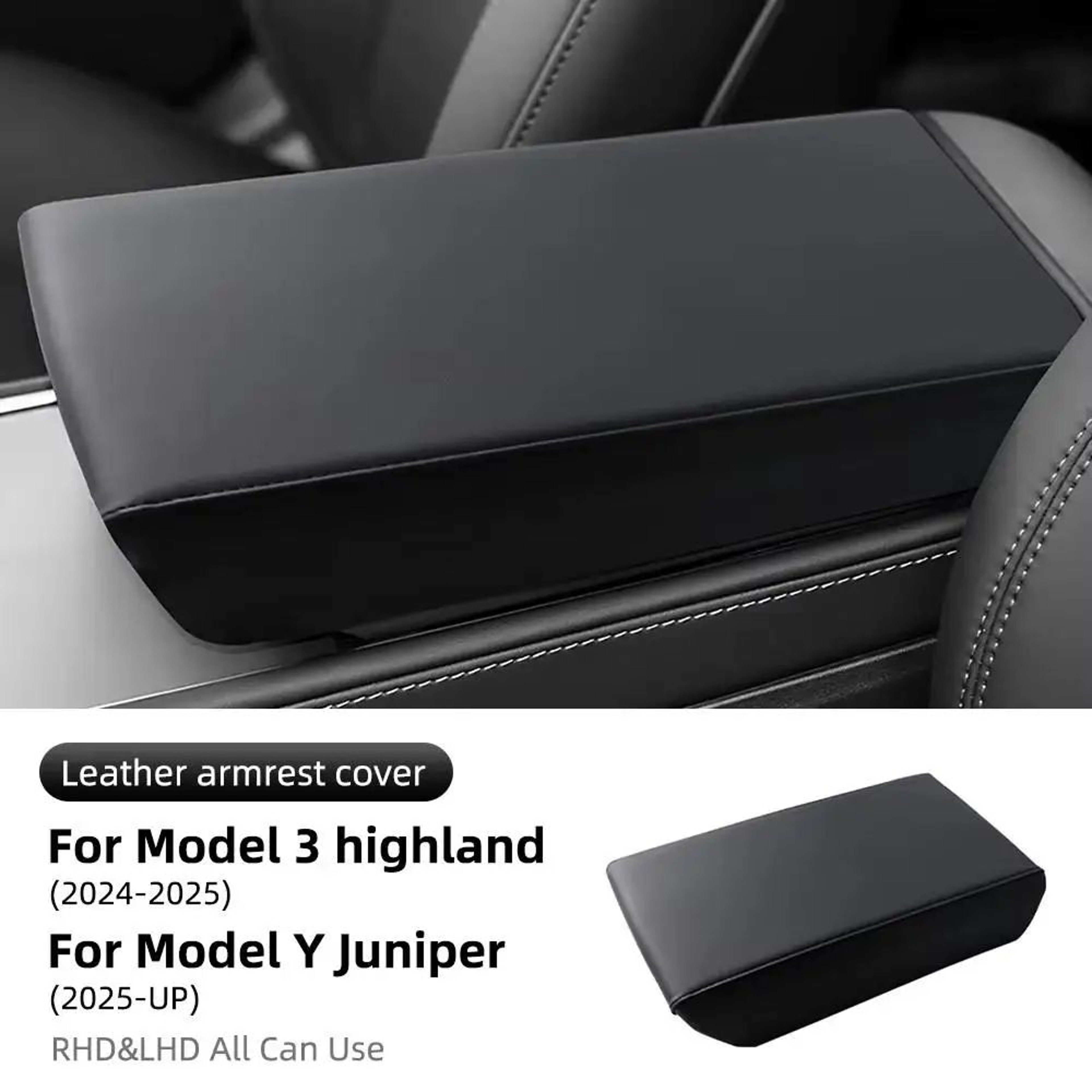 Tesla Model 3Y Armrest Box Pad Cover  Soft TPE Leather Center Console Lid Protector Cushion Comfort 3