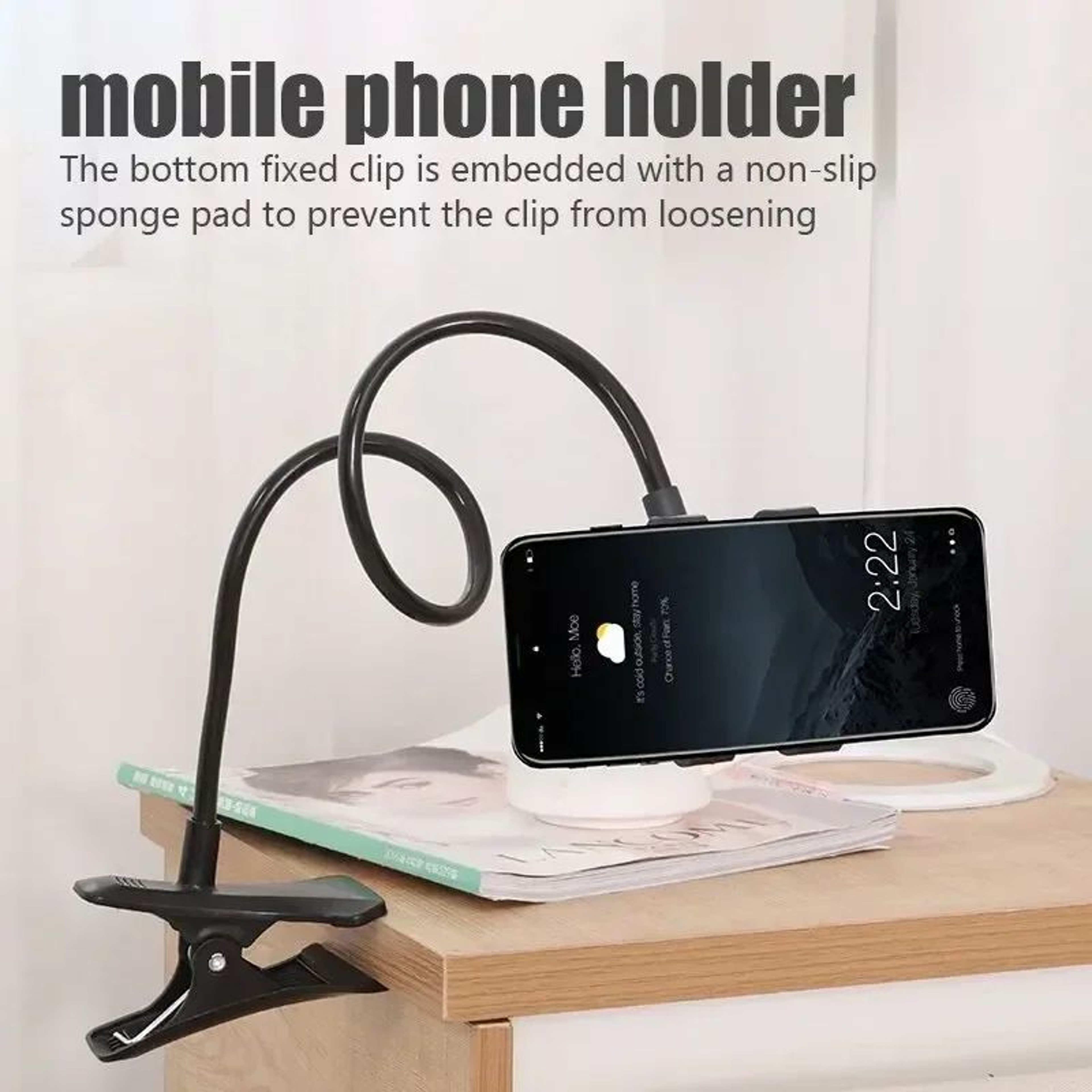 276 Inches Flexible Phone Holder Stand With 360 Clip  Lazy Bed  Desk Mount Bracket For Smartphones  0