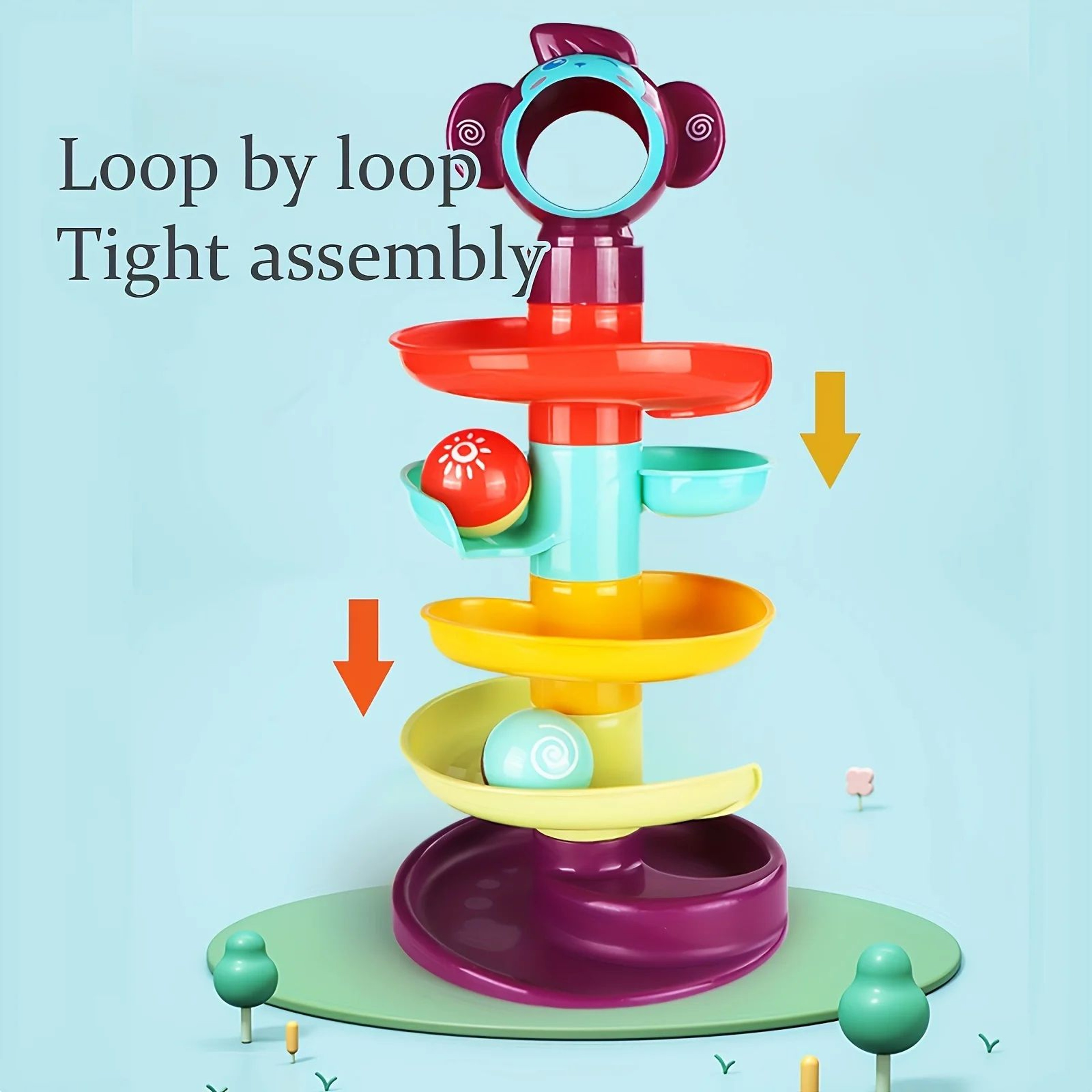 Educational Ball Track Tower Toy For Toddlers 10M  Rolling  Spinning Balls Fine Motor Learning Play 5