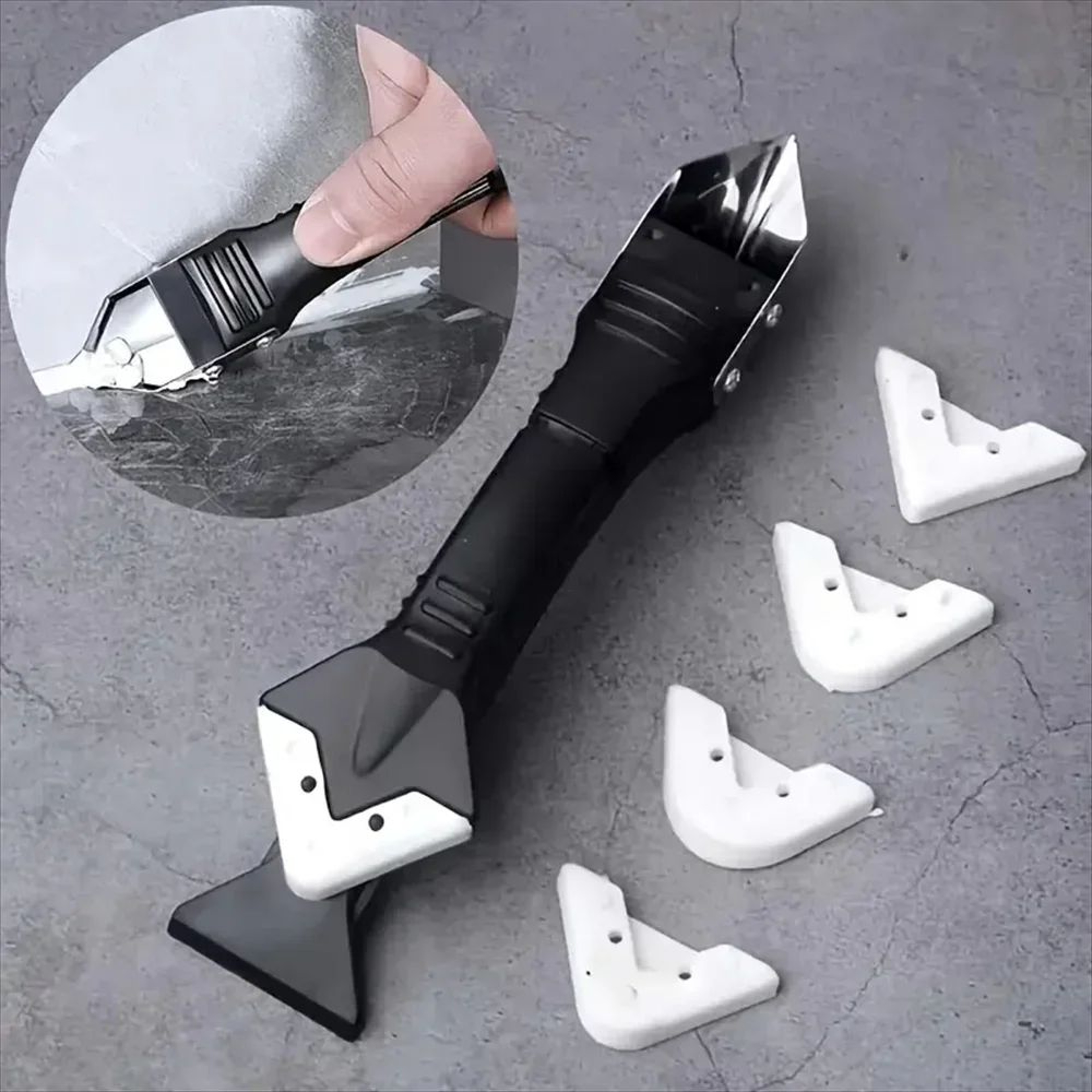 5in1 Caulk Remover  Sealant Finishing Tool Kit  Grout Scraper Angle Spreader Set For Sink  Window R 1