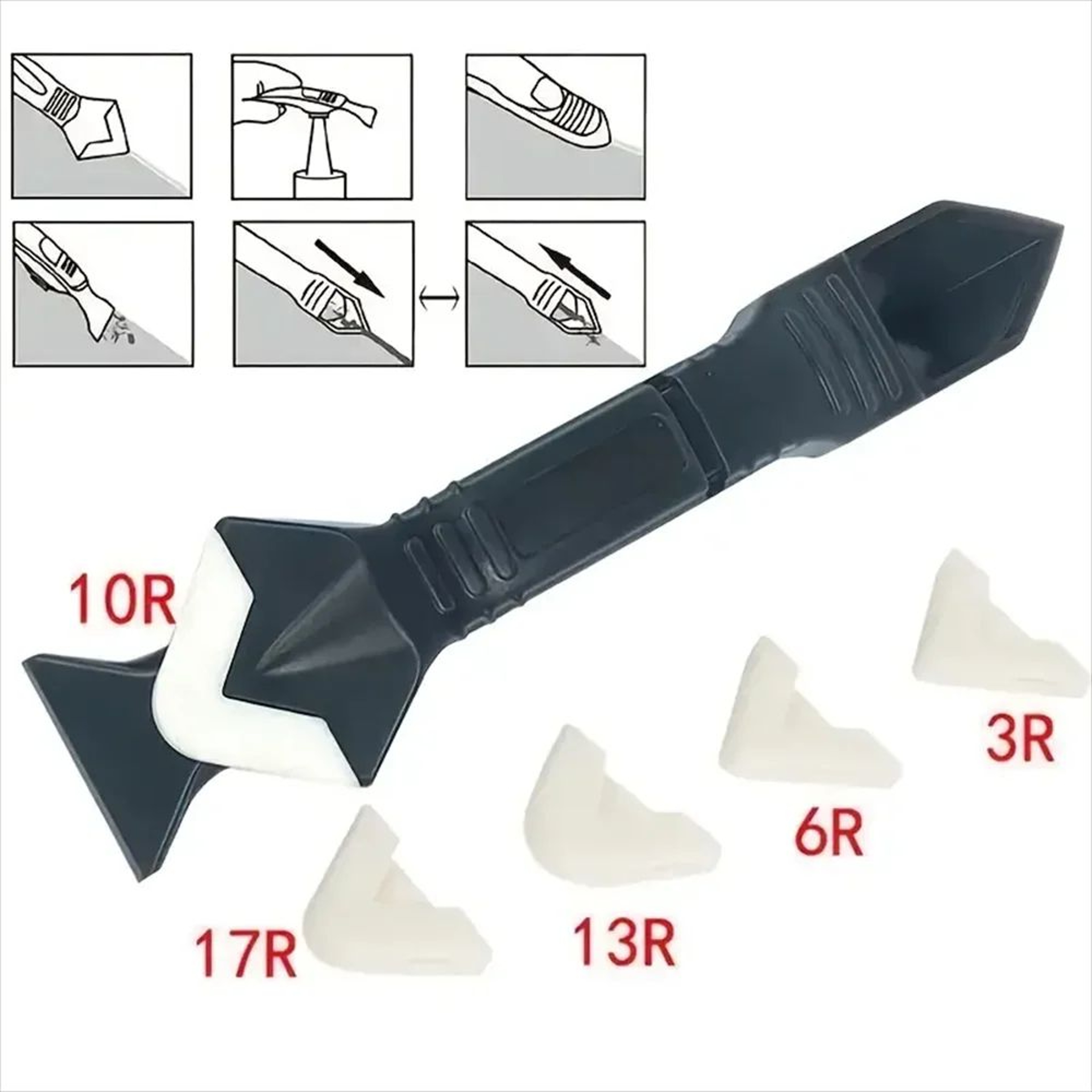 5in1 Caulk Remover  Sealant Finishing Tool Kit  Grout Scraper Angle Spreader Set For Sink  Window R 3