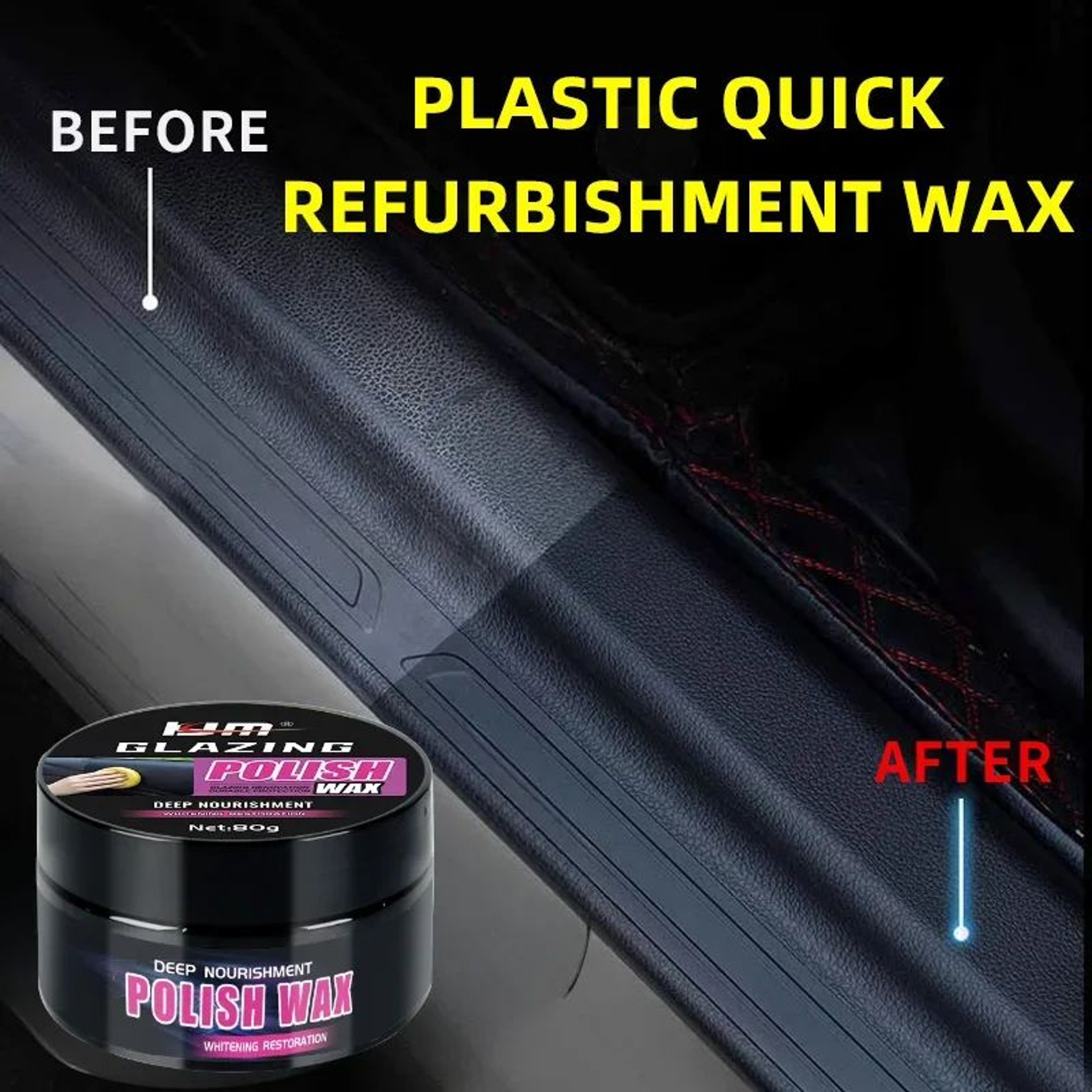 Leather  Plastic Repair Wax Cream For Car Interior  Restores Shine Reduces Scratches Dashboard Seat 4
