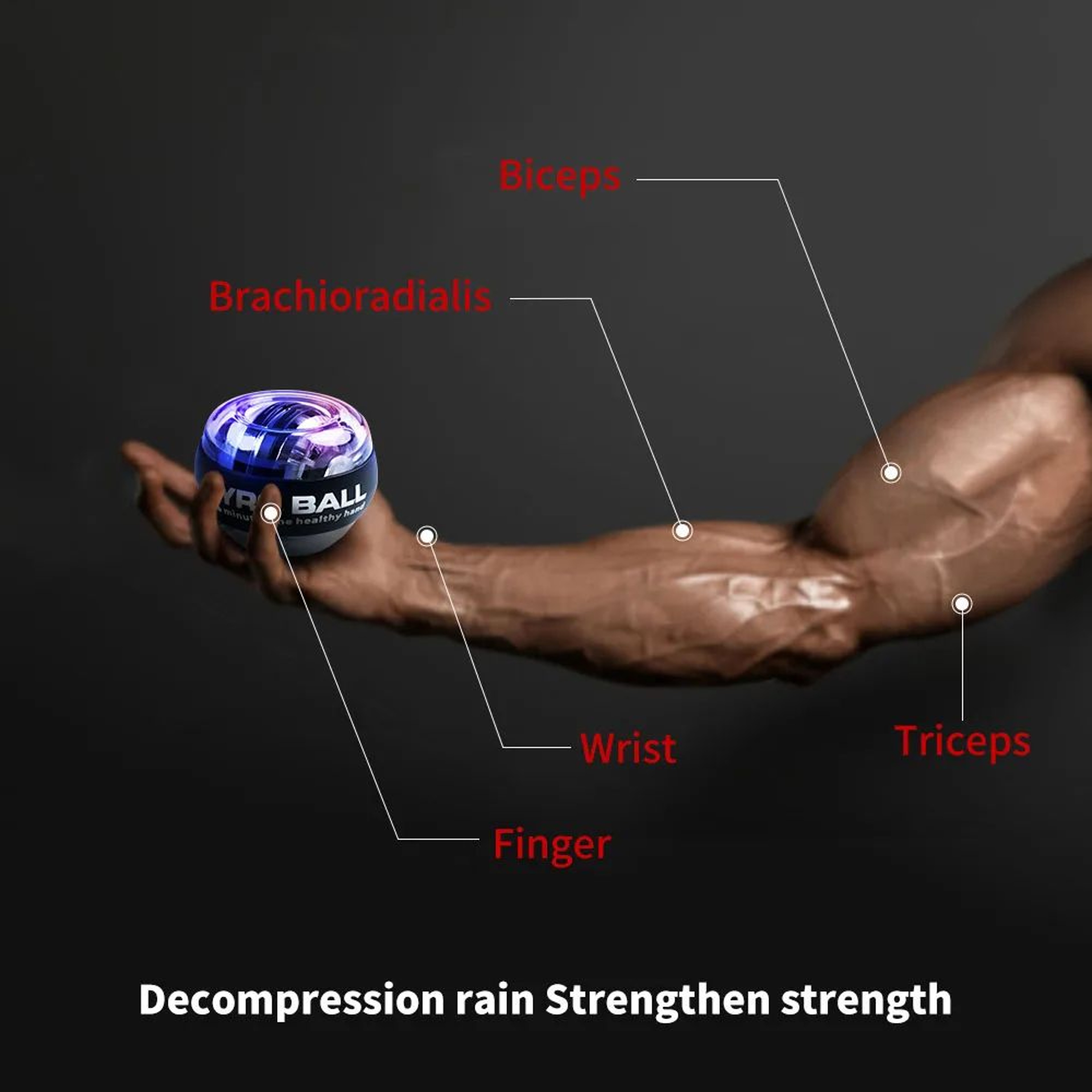 LED Gyro Power Wrist Ball Trainer  Auto Start Forearm  Hand Strengthener Gyroscopic Fitness Tool Wi 8