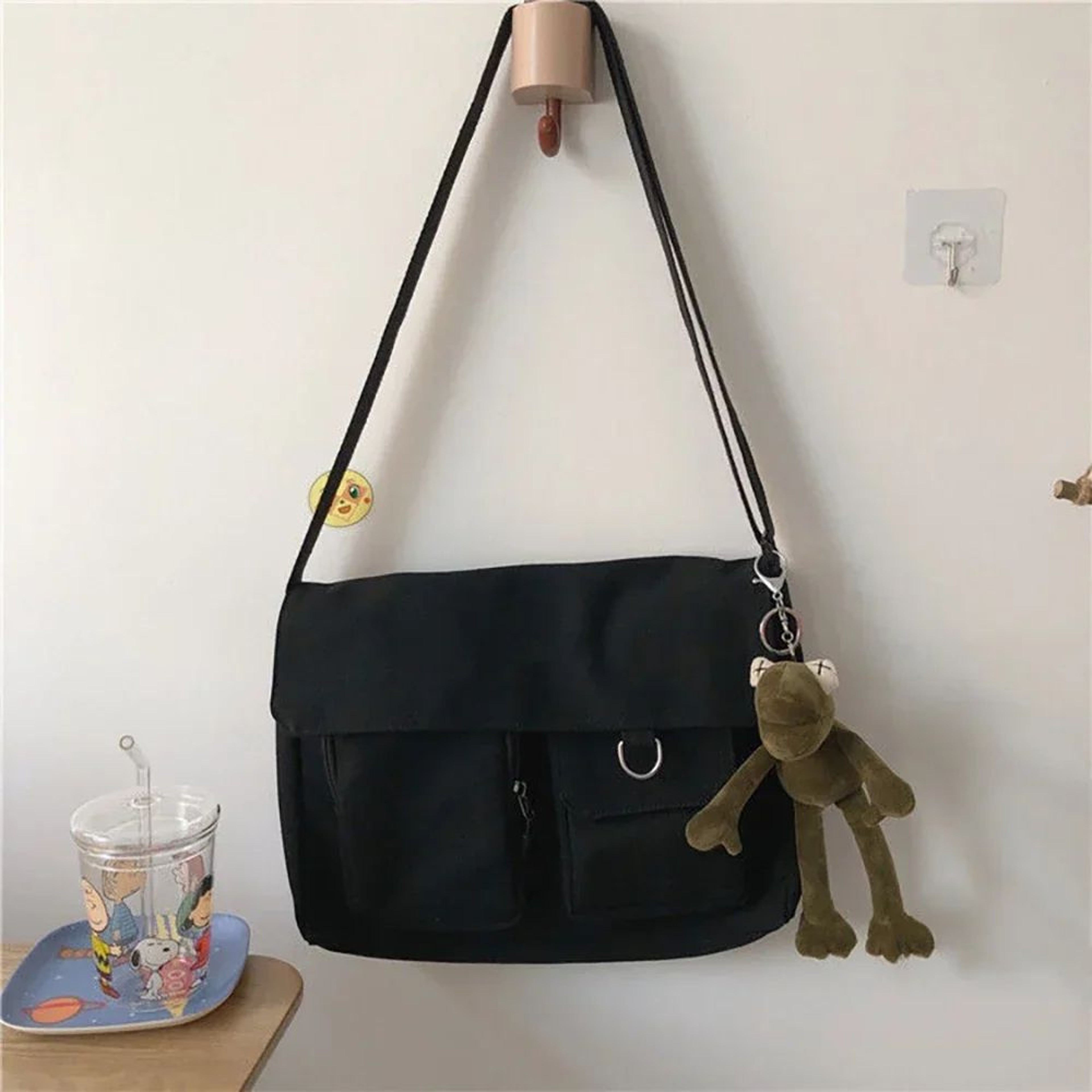 Womens Large Canvas Crossbody Bag  Harajuku Style Shoulder Bag Youth Fashion School  Everyday AllMa 8