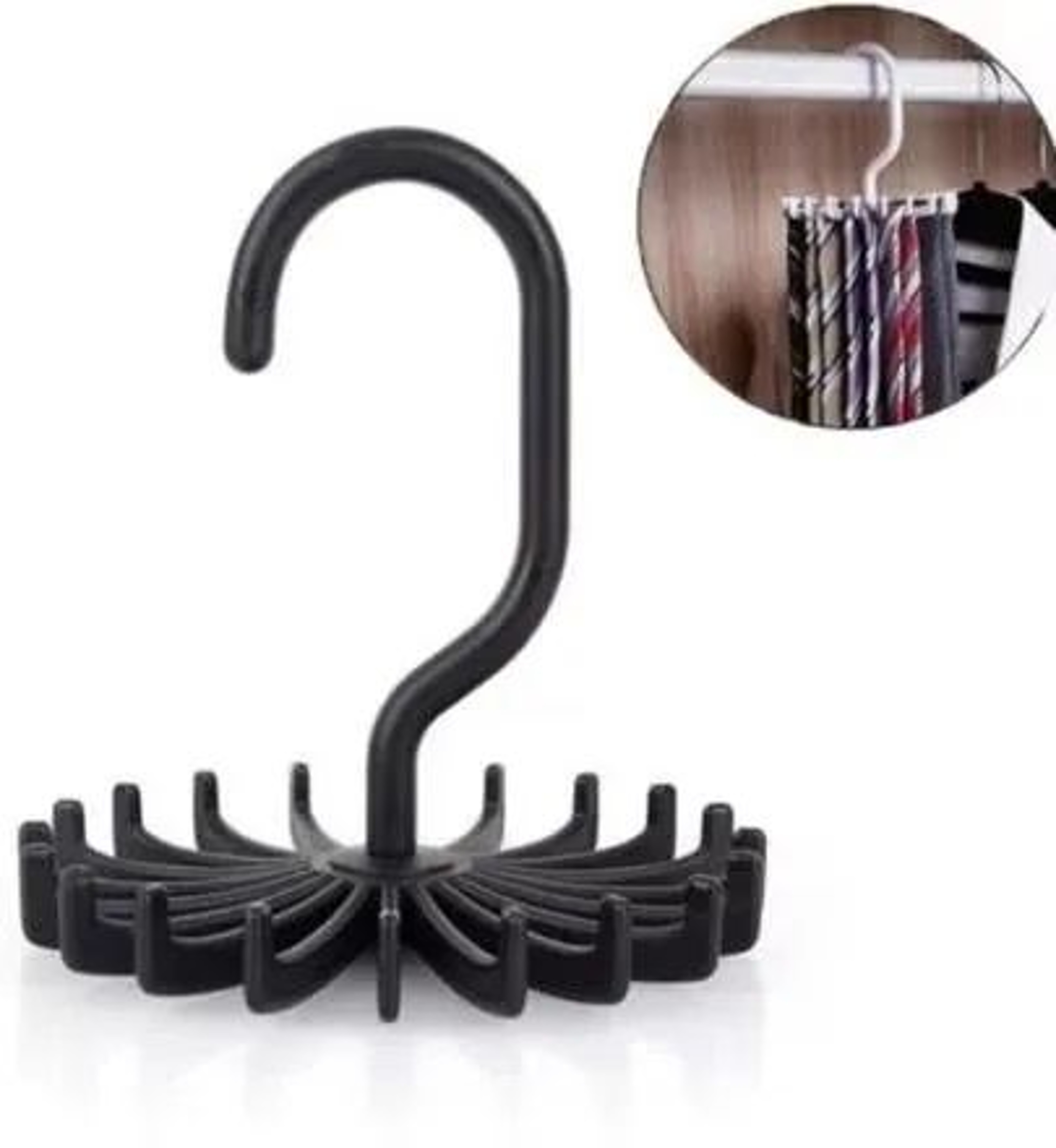 360 Rotating Tie  Scarf Hanger Rack  20Hook Organizer For Belts Scarves Ties Closet Storage 7