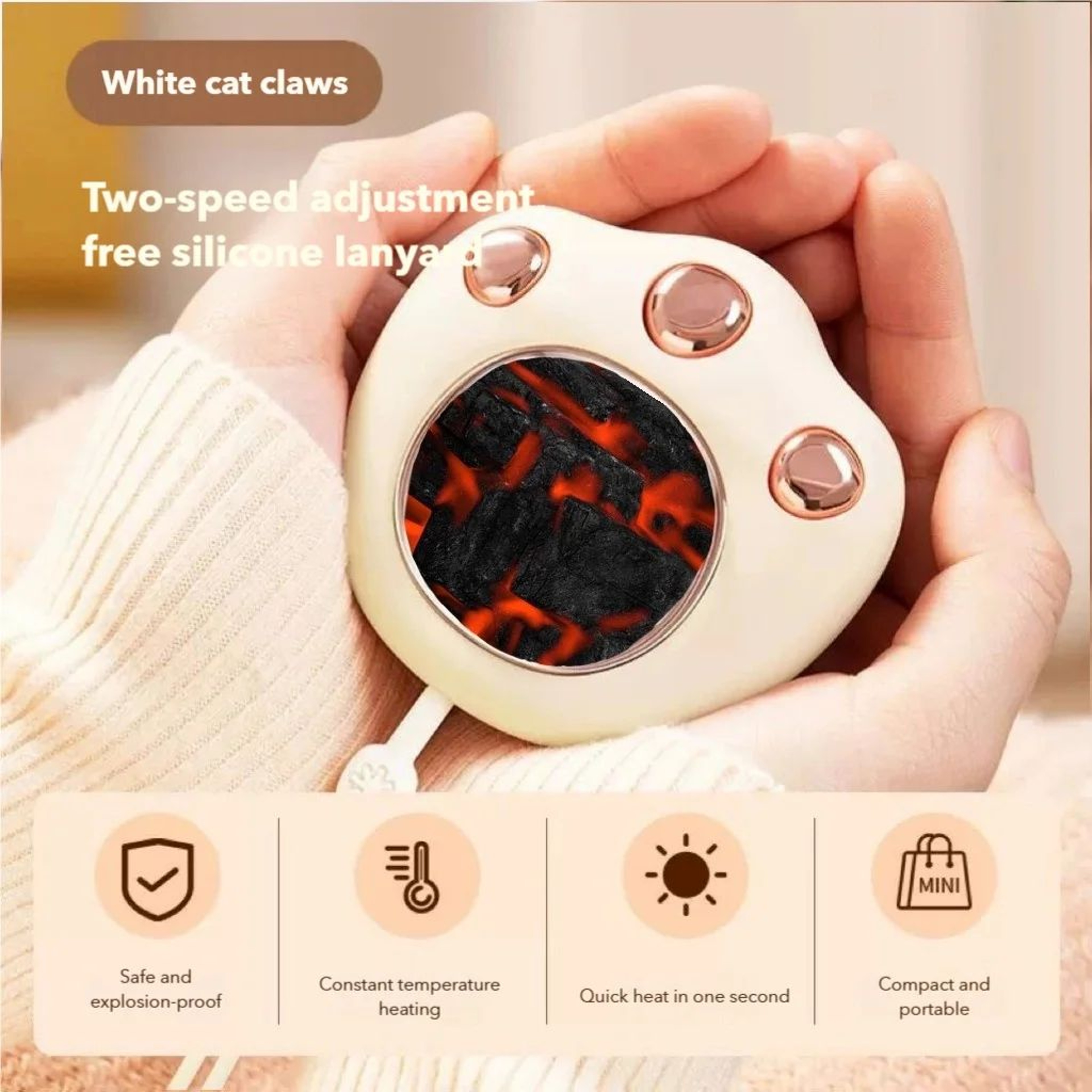 Rechargeable Electric Hand Warmers  USB Cordless Pocket Hand Heater Portable Warm Gift For Outdoor  4