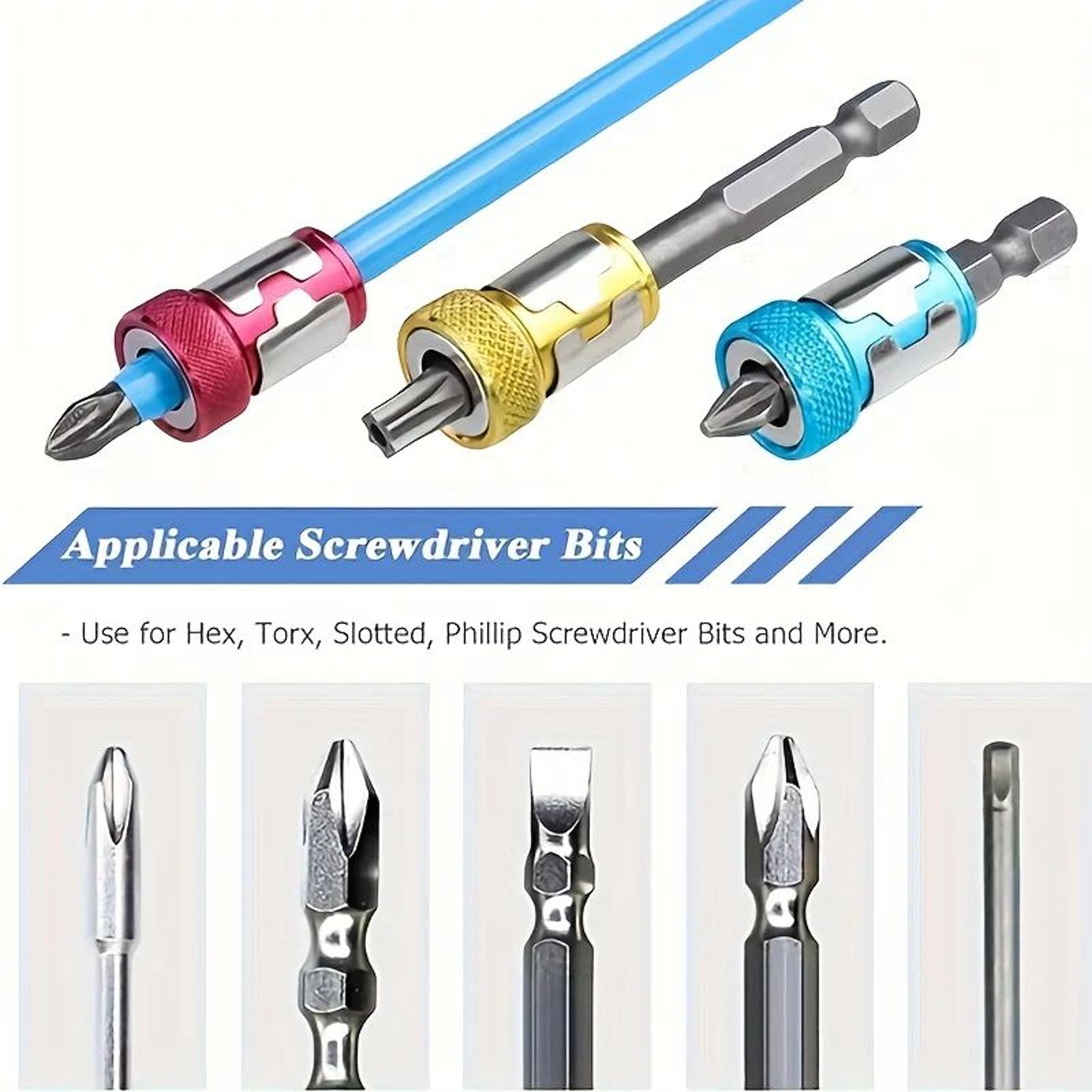 Universal Magnetic Screw Ring Drill Bit Set  Magnetized Screwdriver Bit Holder With NonSlip Phillip 5